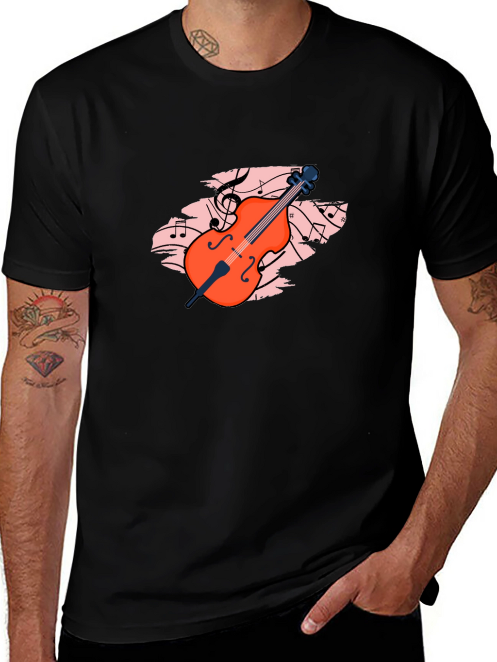 Musical Cello Graphic Tee - Black