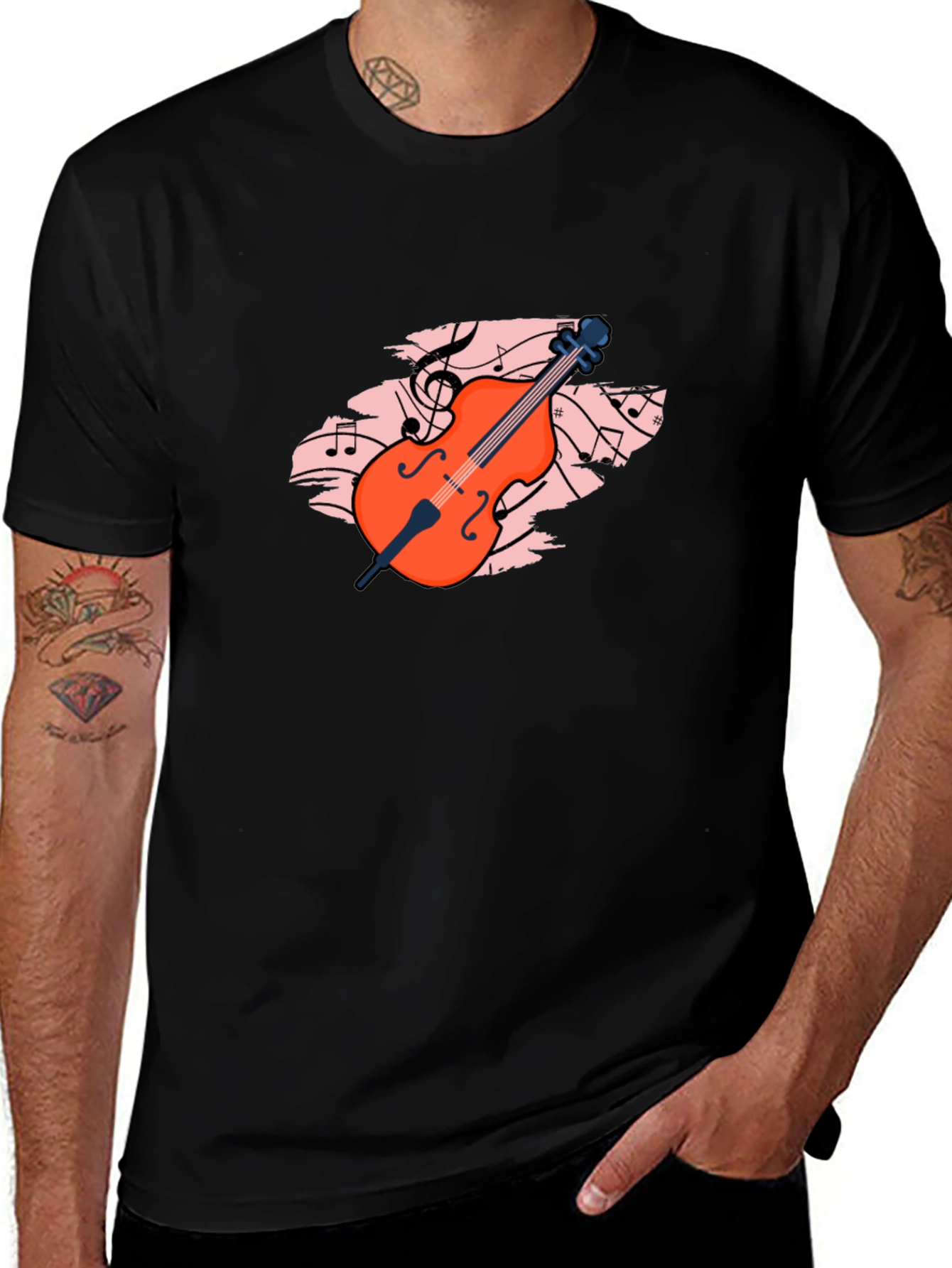 Musical Cello Graphic Tee - Black
