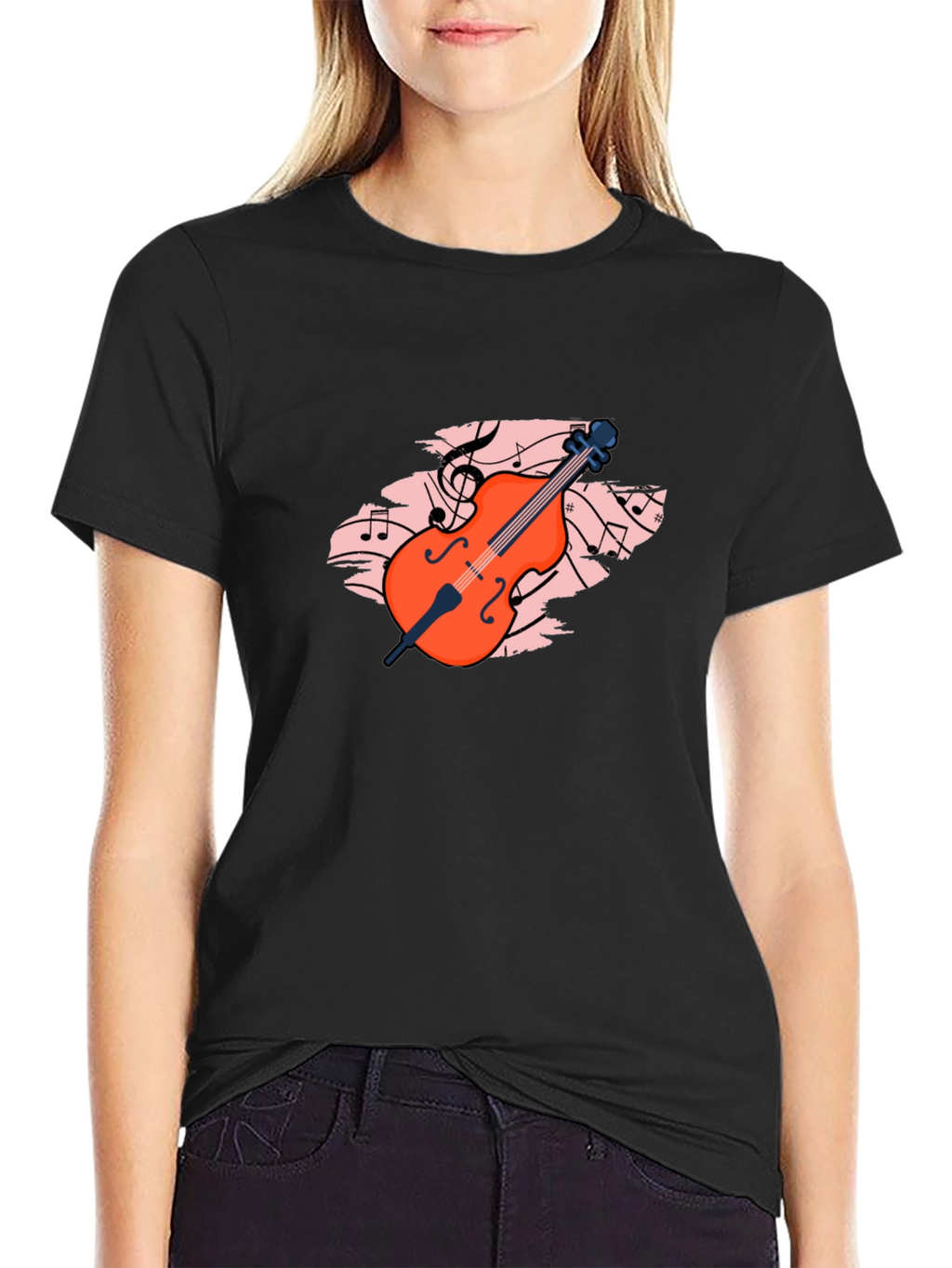 Musical Cello Graphic Tee - Black