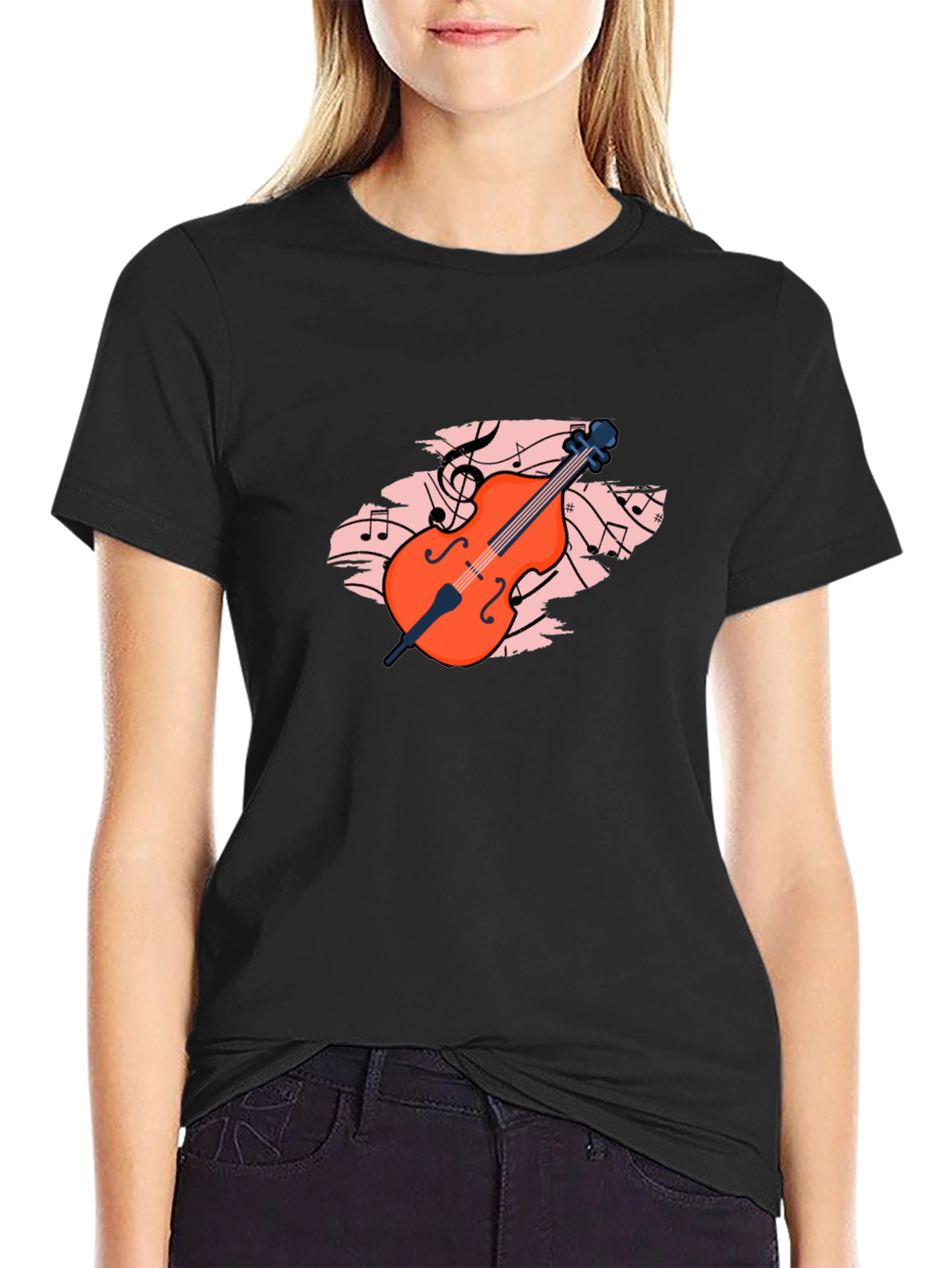 Musical Cello Graphic Tee - Black