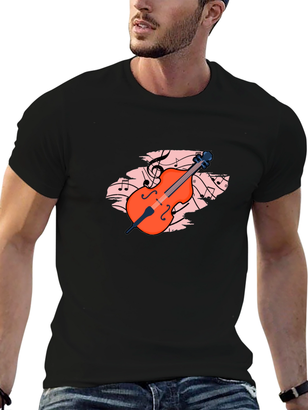Musical Cello Graphic Tee - Black