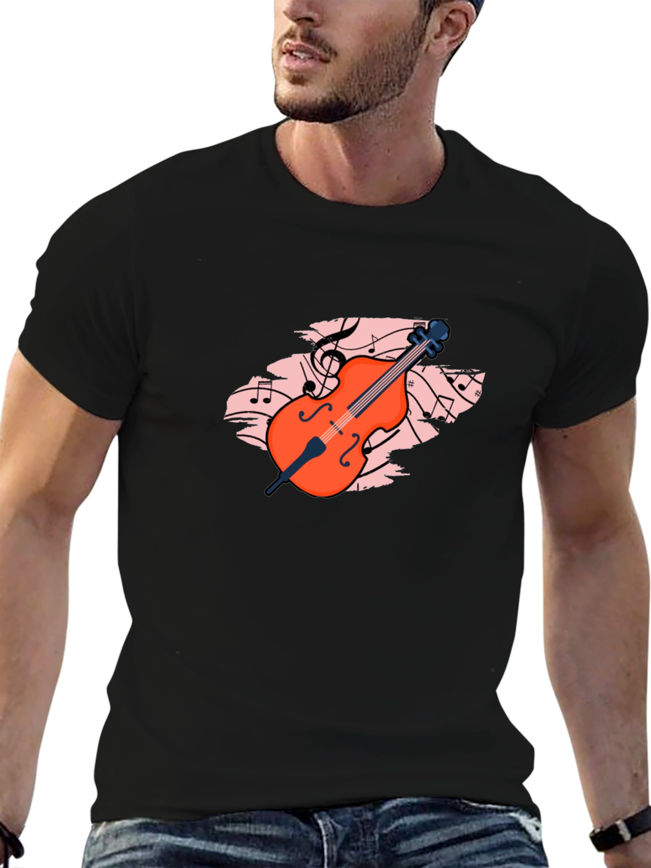 Musical Cello Graphic Tee - Black