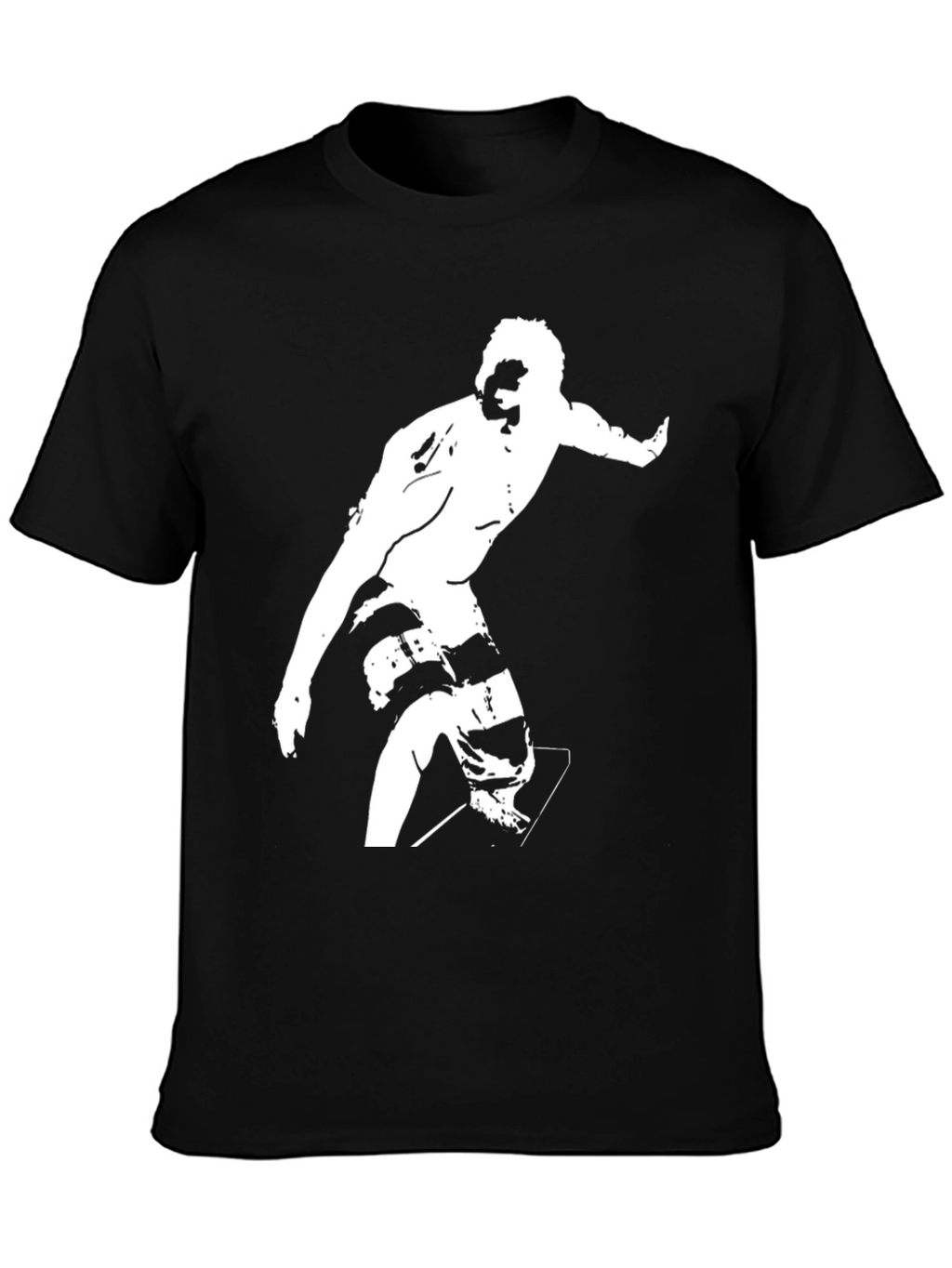 Black T-Shirt with Surfer Graphic