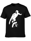 Black T-Shirt with Surfer Graphic