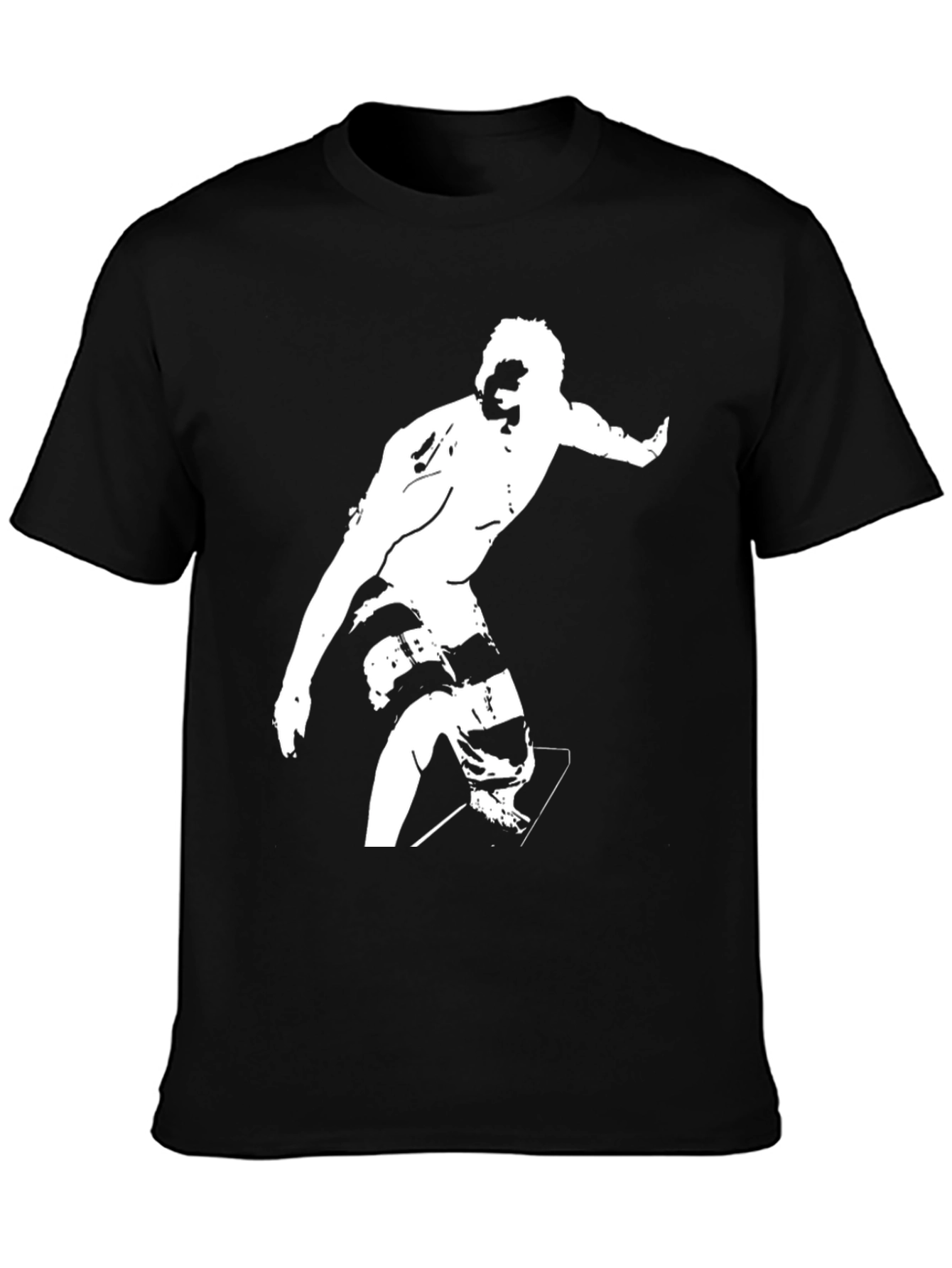 Black T-Shirt with Surfer Graphic
