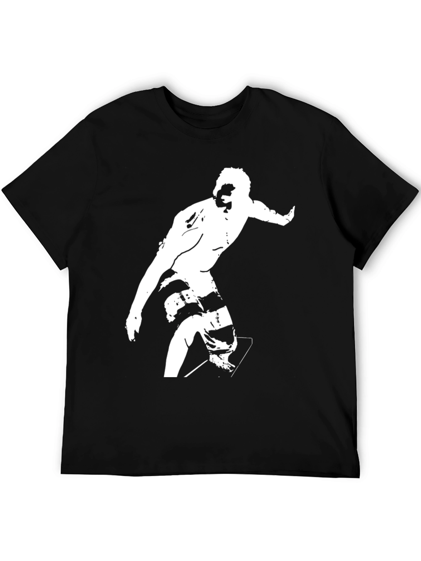 Black T-Shirt with Surfer Graphic