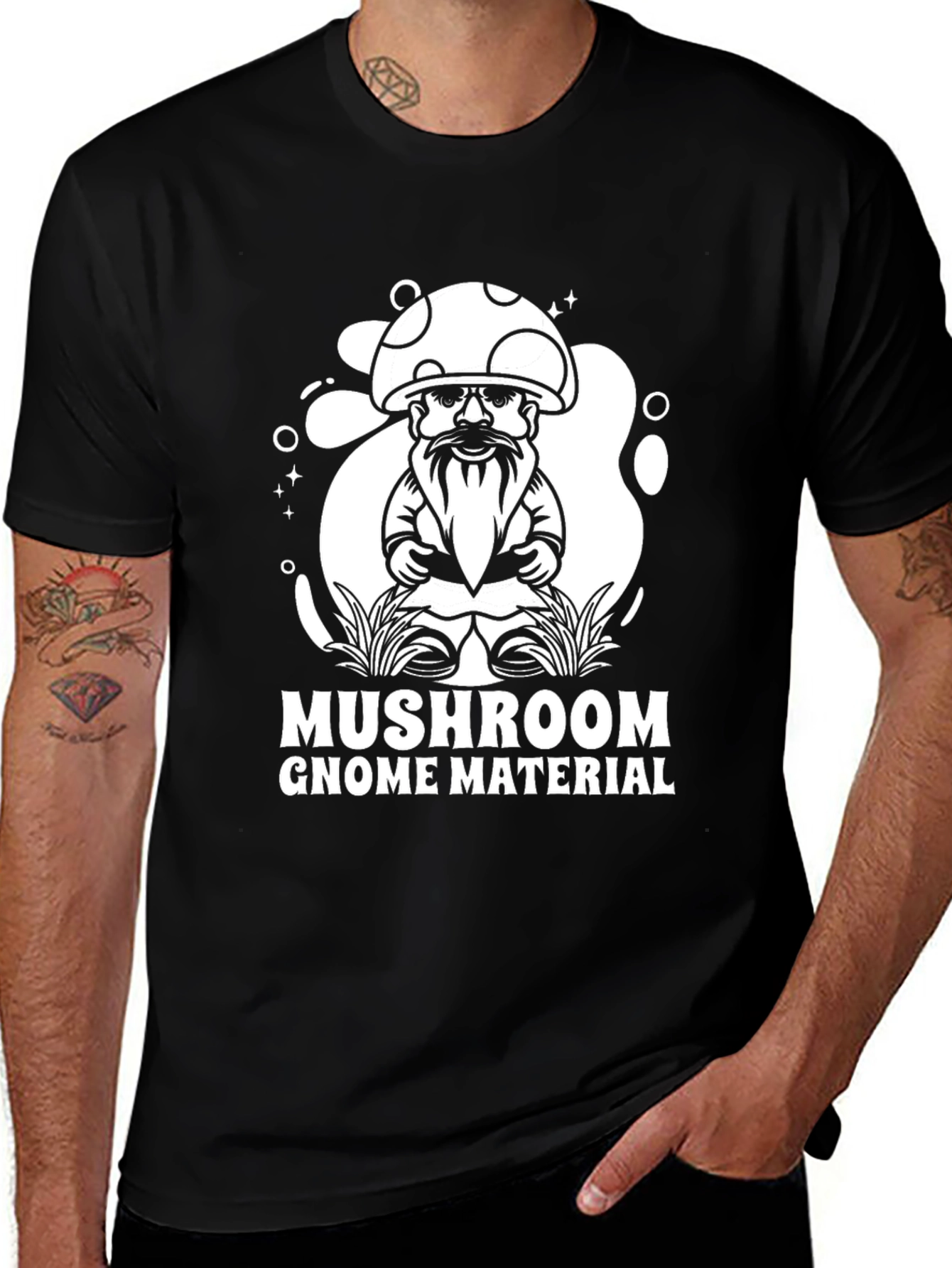 Mushroom Gnome Material T-Shirt - Unique Graphic Tee