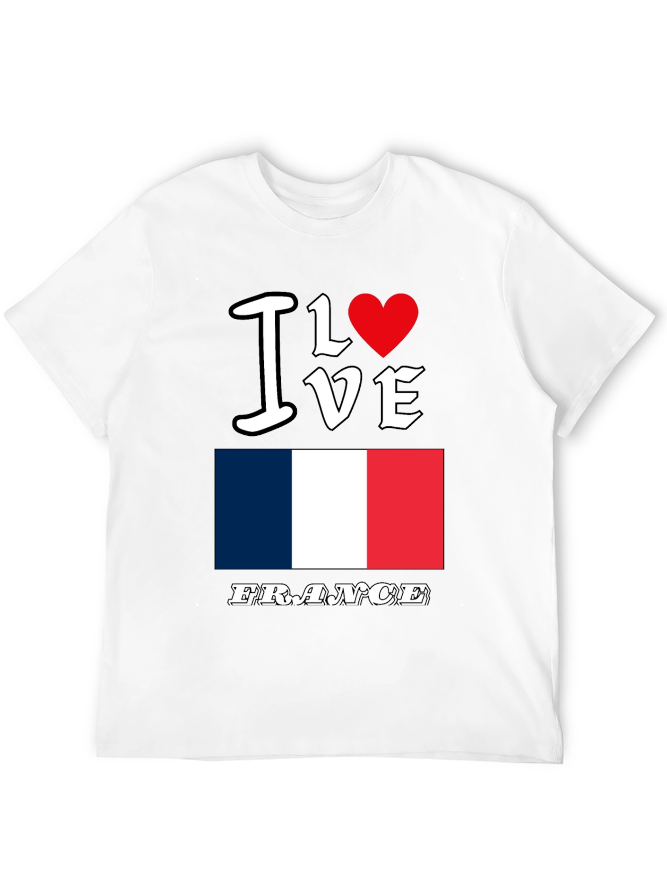 I Love France Graphic T-Shirt - Black