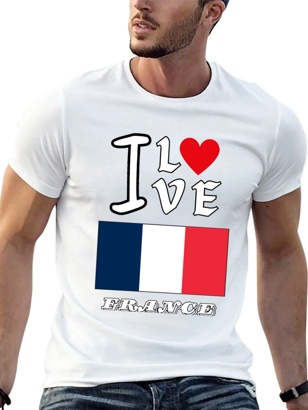 I Love France Graphic T-Shirt - Black