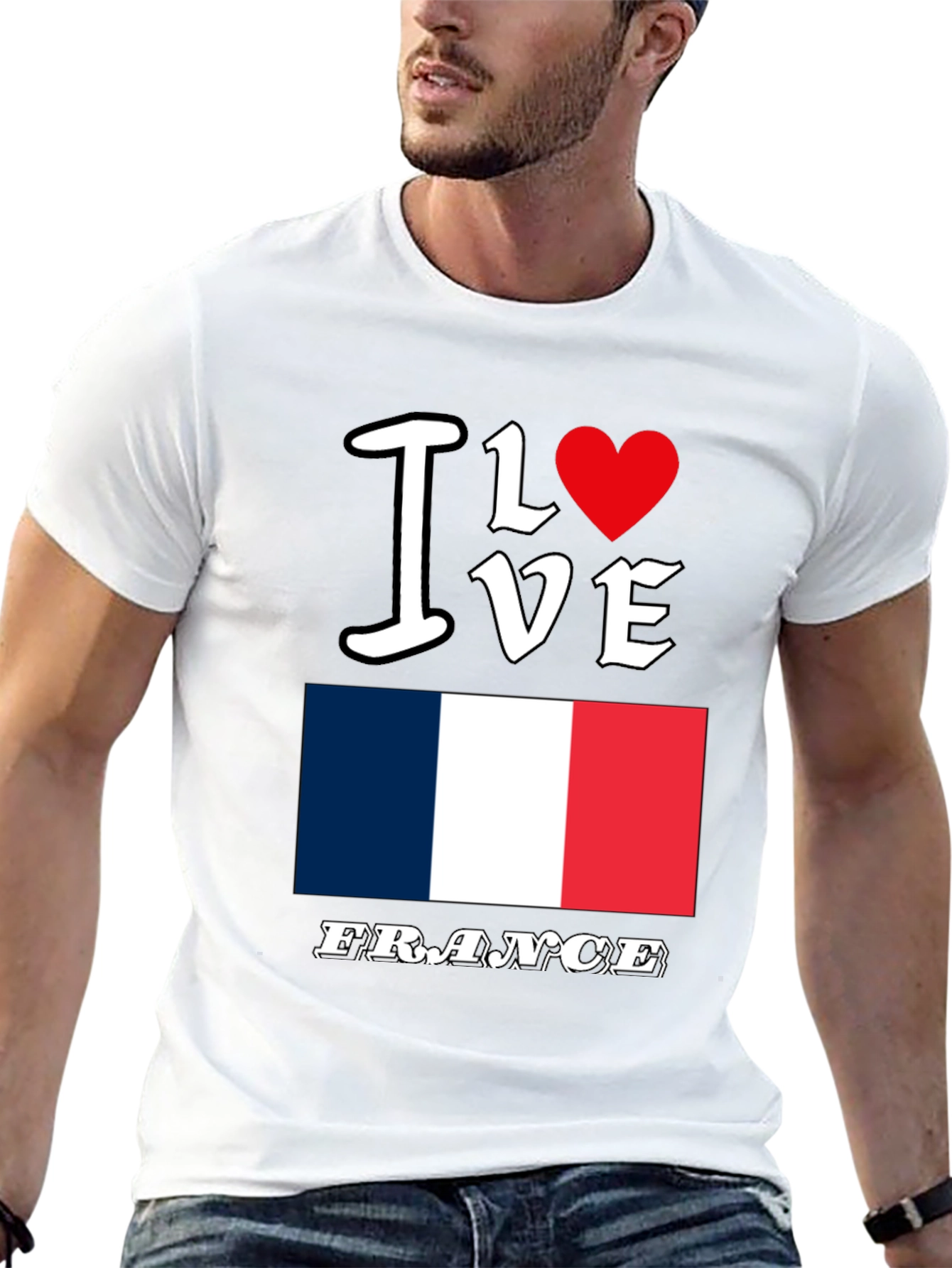 I Love France Graphic T-Shirt - Black