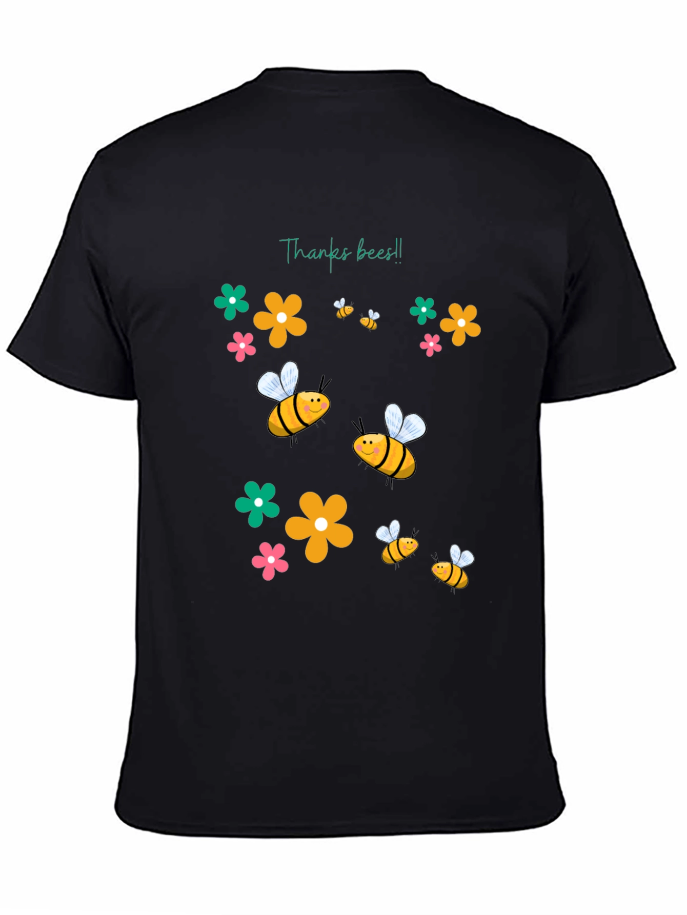 Thanks Bees Black Graphic Tee