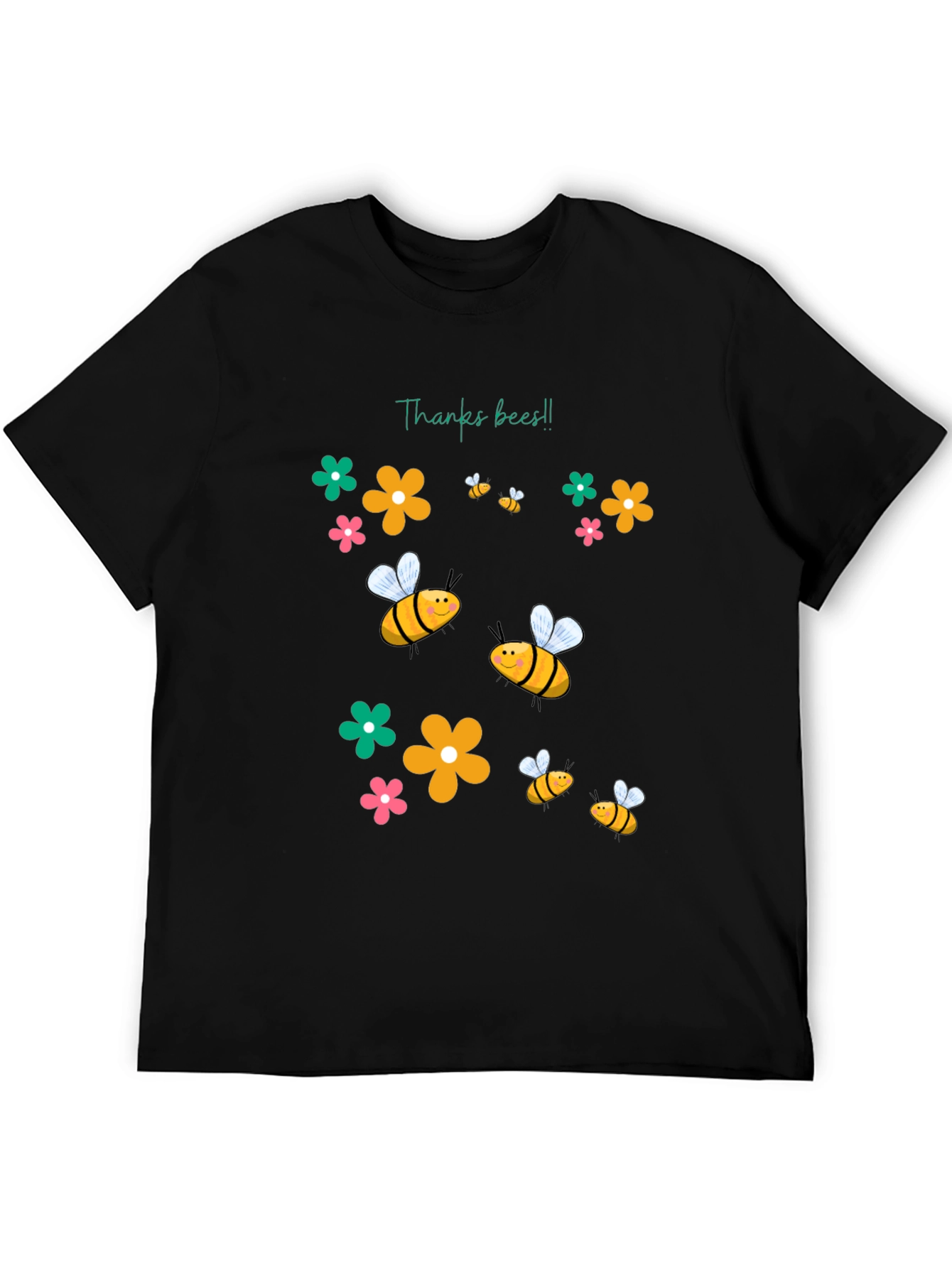 Thanks Bees Black Graphic Tee