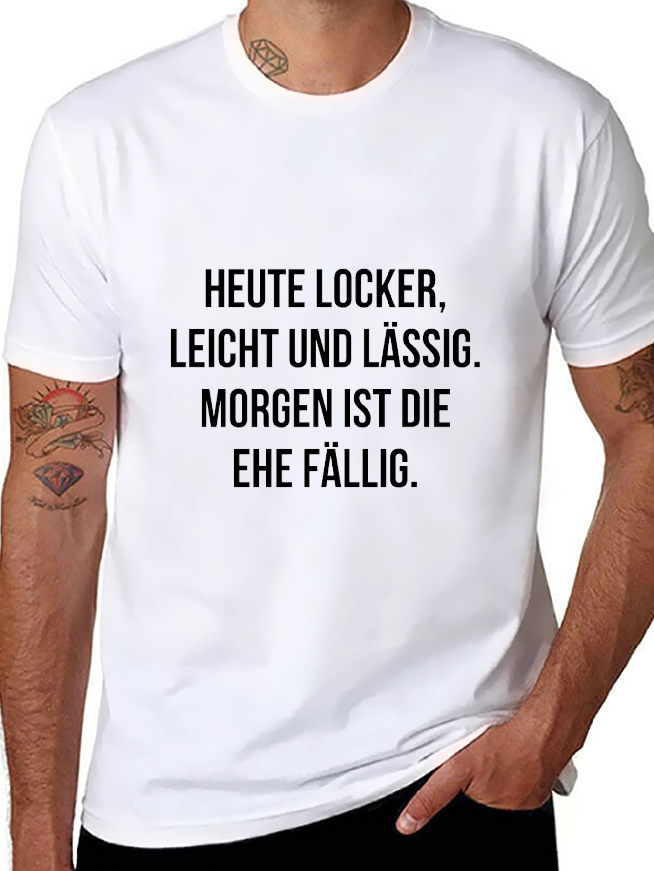 Mens Black T-Shirt with German Text Print