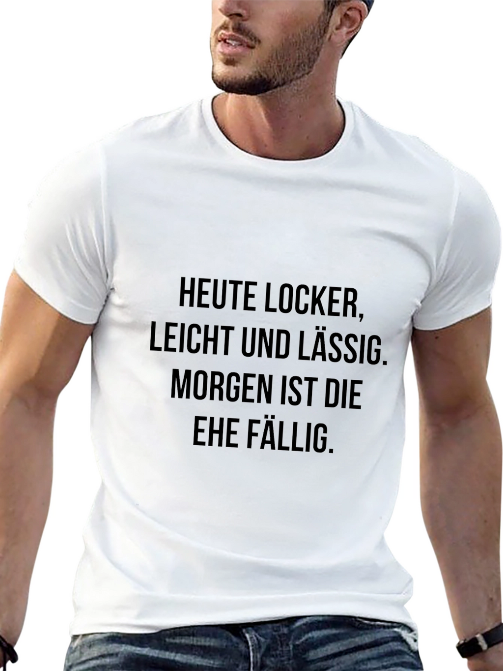 Mens Black T-Shirt with German Text Print