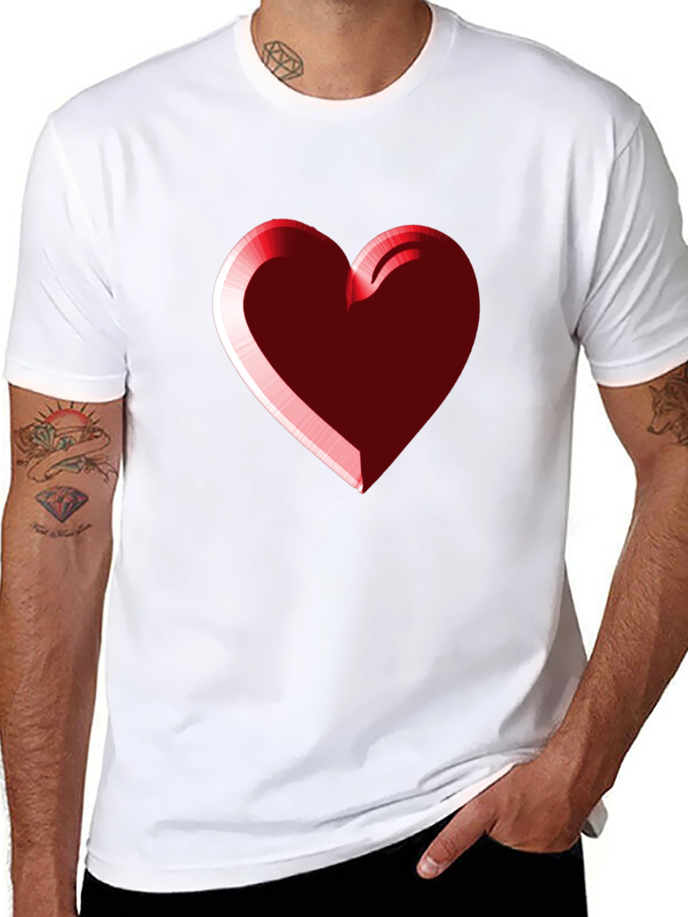 Heart Graphic Black Tee - Stylish Casual Wear