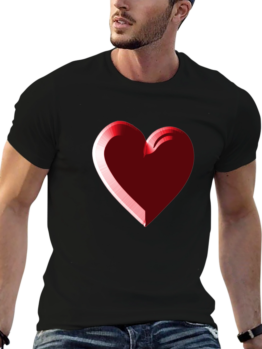 Heart Graphic Black Tee - Stylish Casual Wear