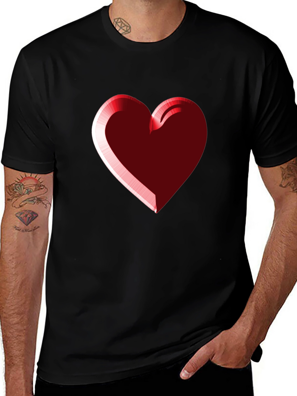 Heart Graphic Black Tee - Stylish Casual Wear