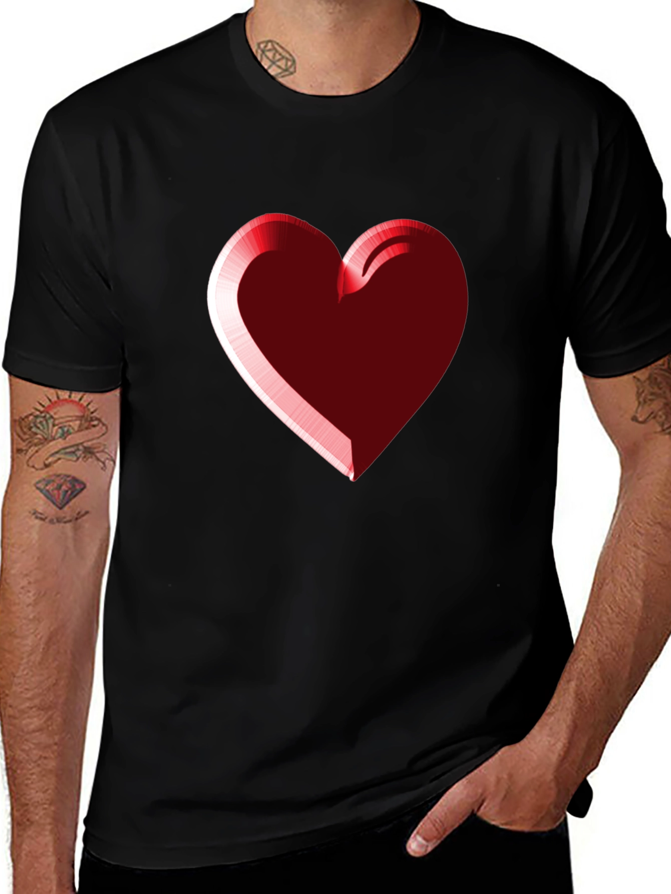 Heart Graphic Black Tee - Stylish Casual Wear