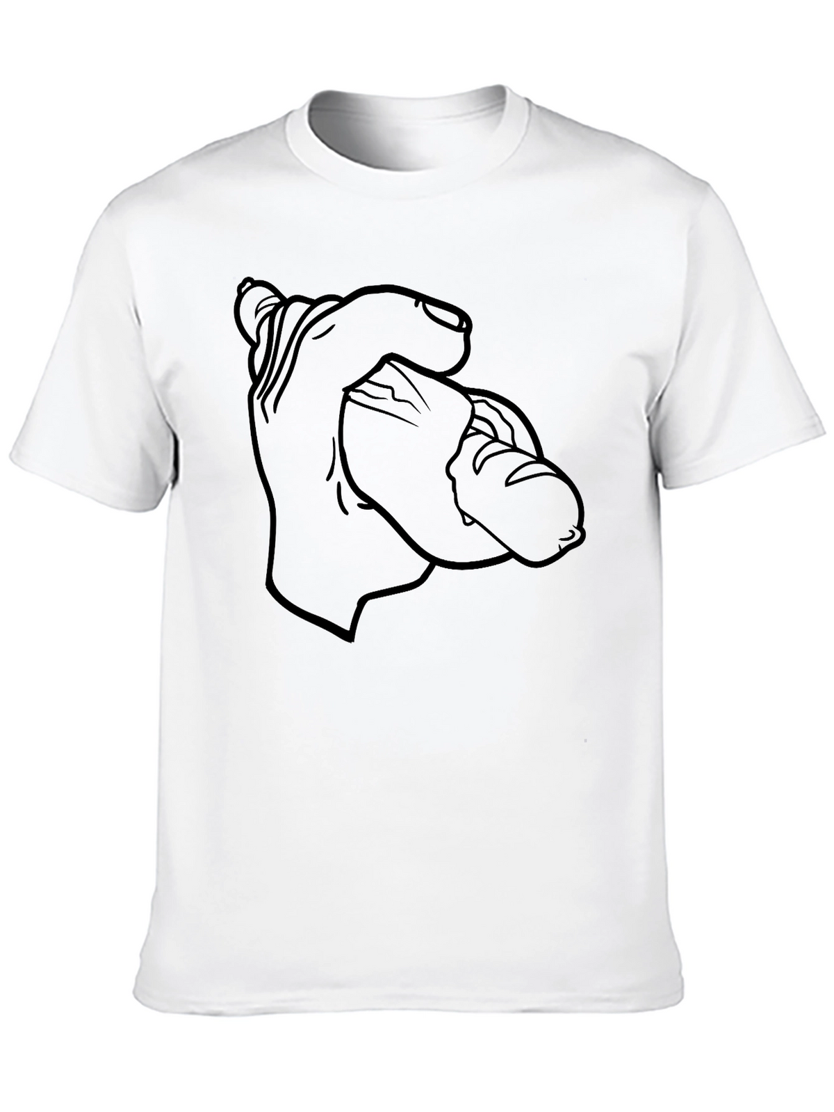Funny Hand Holding Sausage Graphic T-Shirt