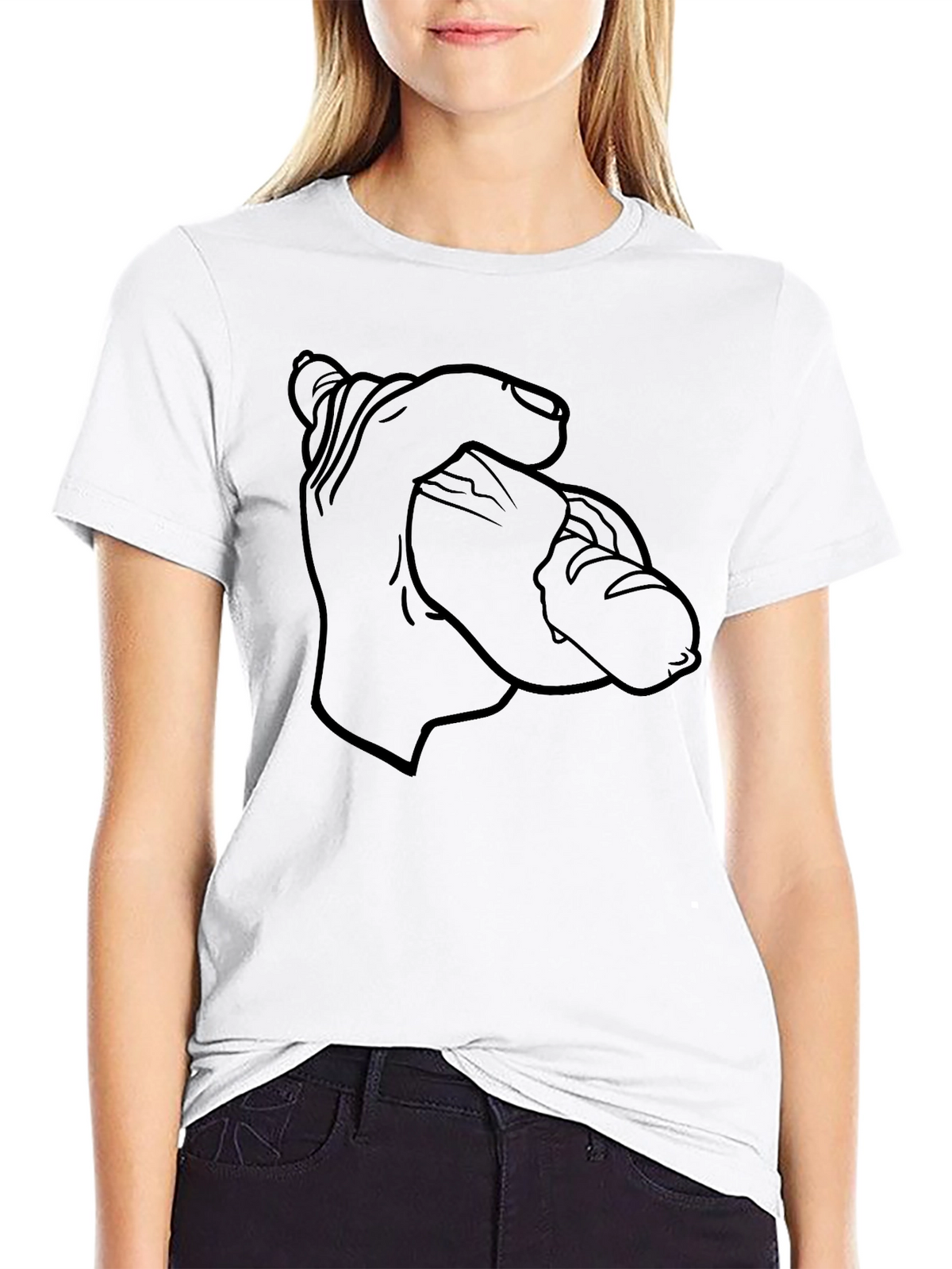 Funny Hand Holding Sausage Graphic T-Shirt