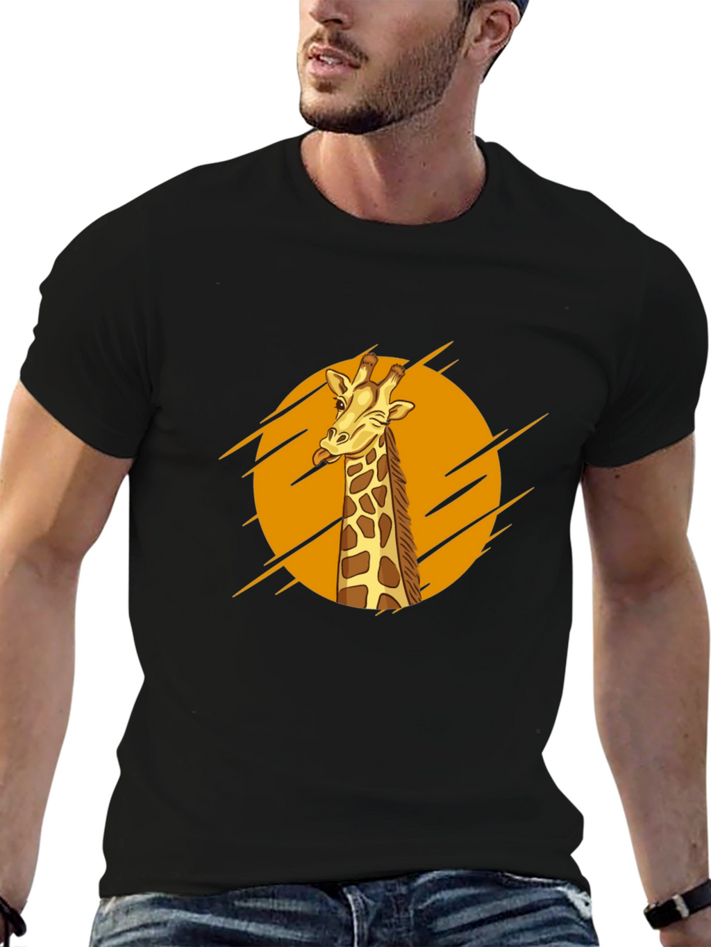 Giraffe Graphic Tee - Mens Black T-Shirt