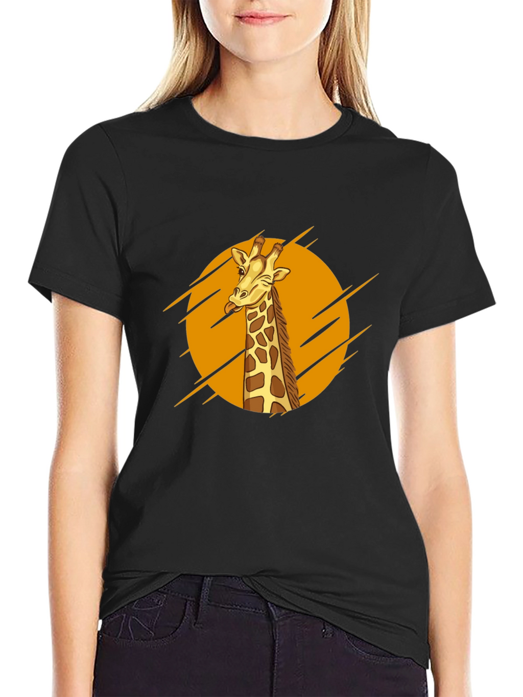 Giraffe Graphic Tee - Mens Black T-Shirt