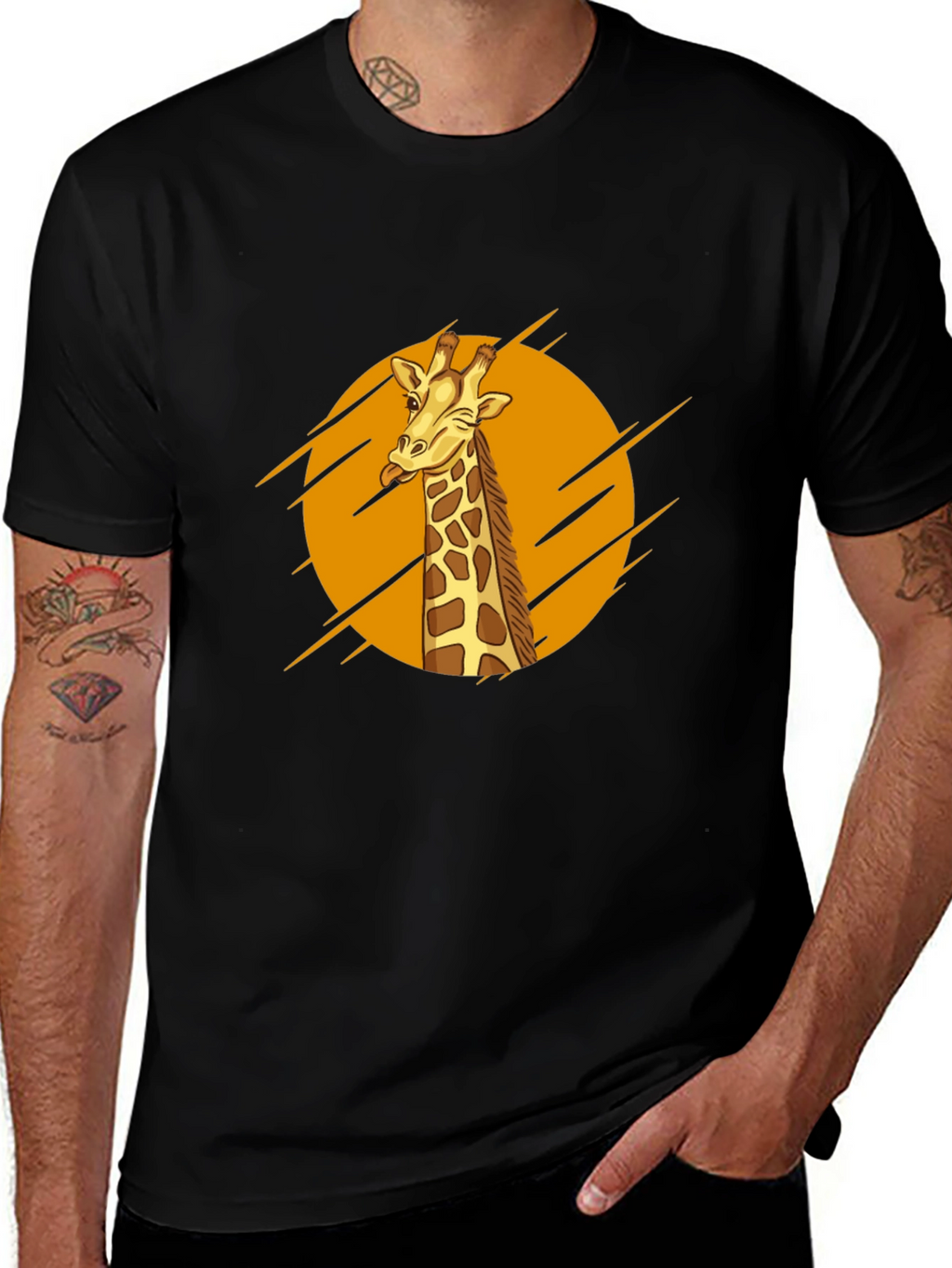 Giraffe Graphic Tee - Mens Black T-Shirt