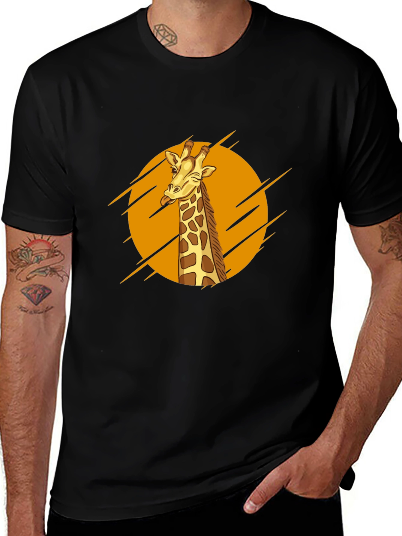 Giraffe Graphic Tee - Mens Black T-Shirt