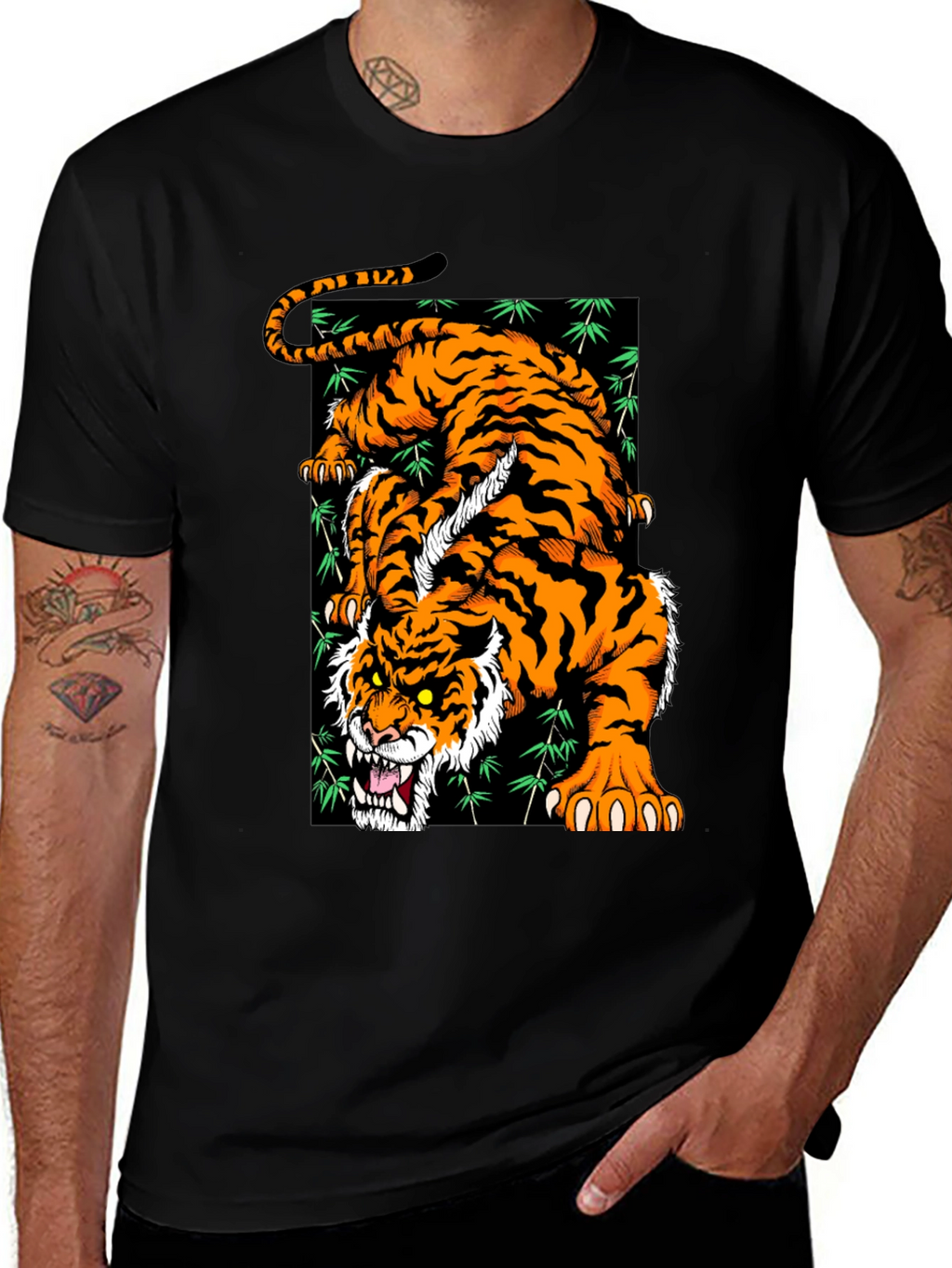 Roaring Tiger Graphic T-Shirt - Stylish Black Tee