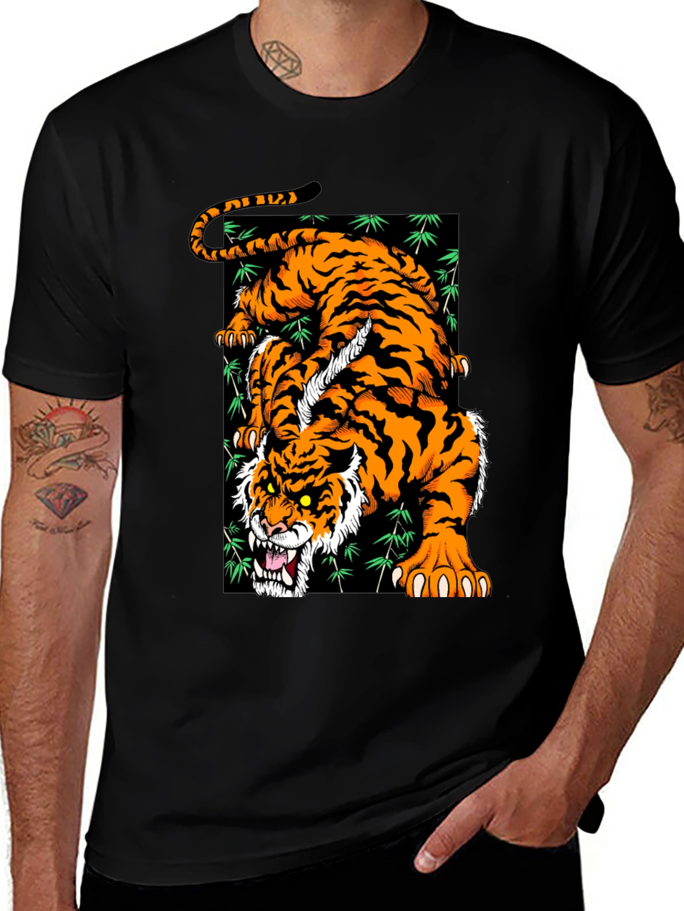 Roaring Tiger Graphic T-Shirt - Stylish Black Tee