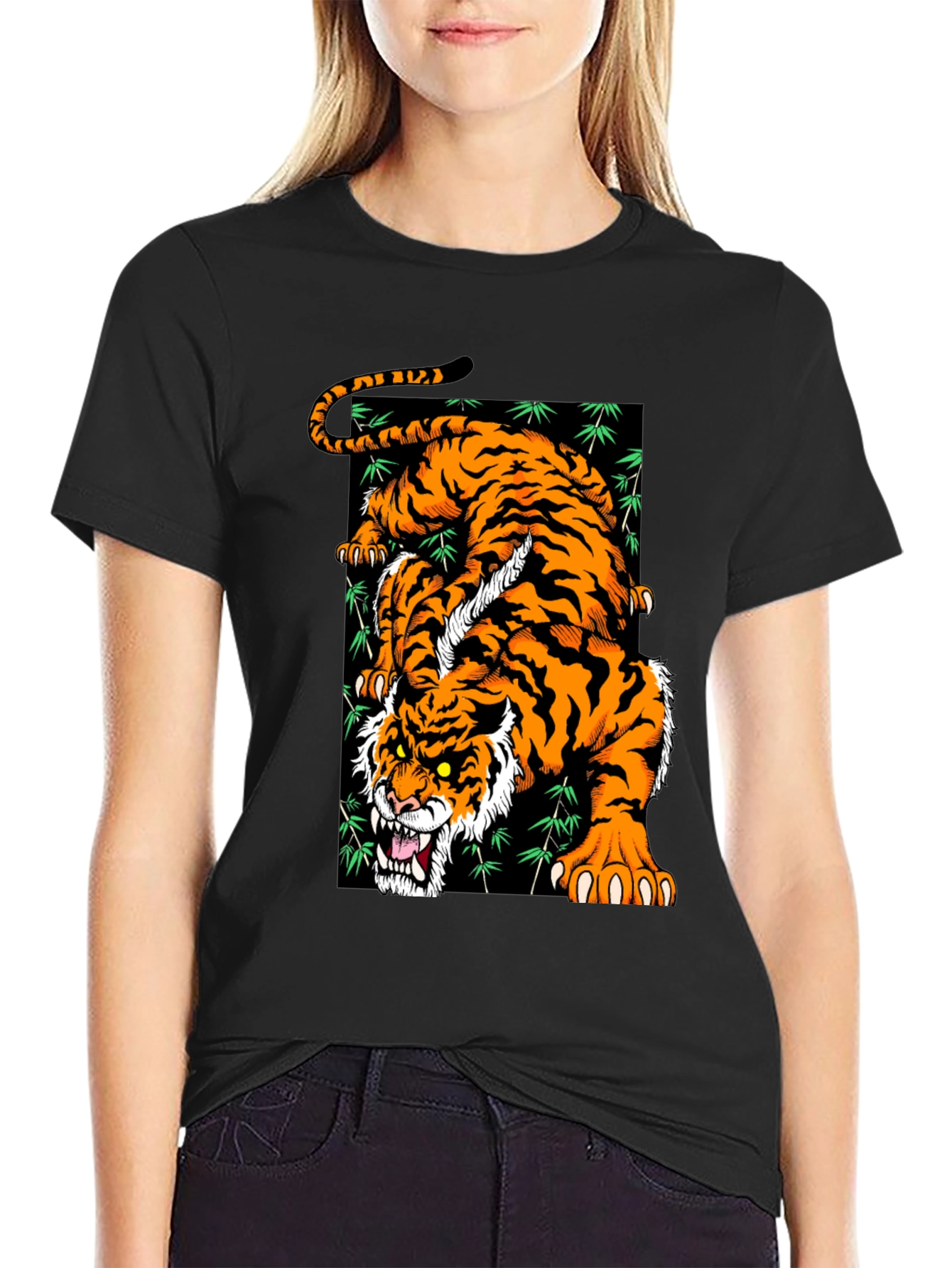 Roaring Tiger Graphic T-Shirt - Stylish Black Tee