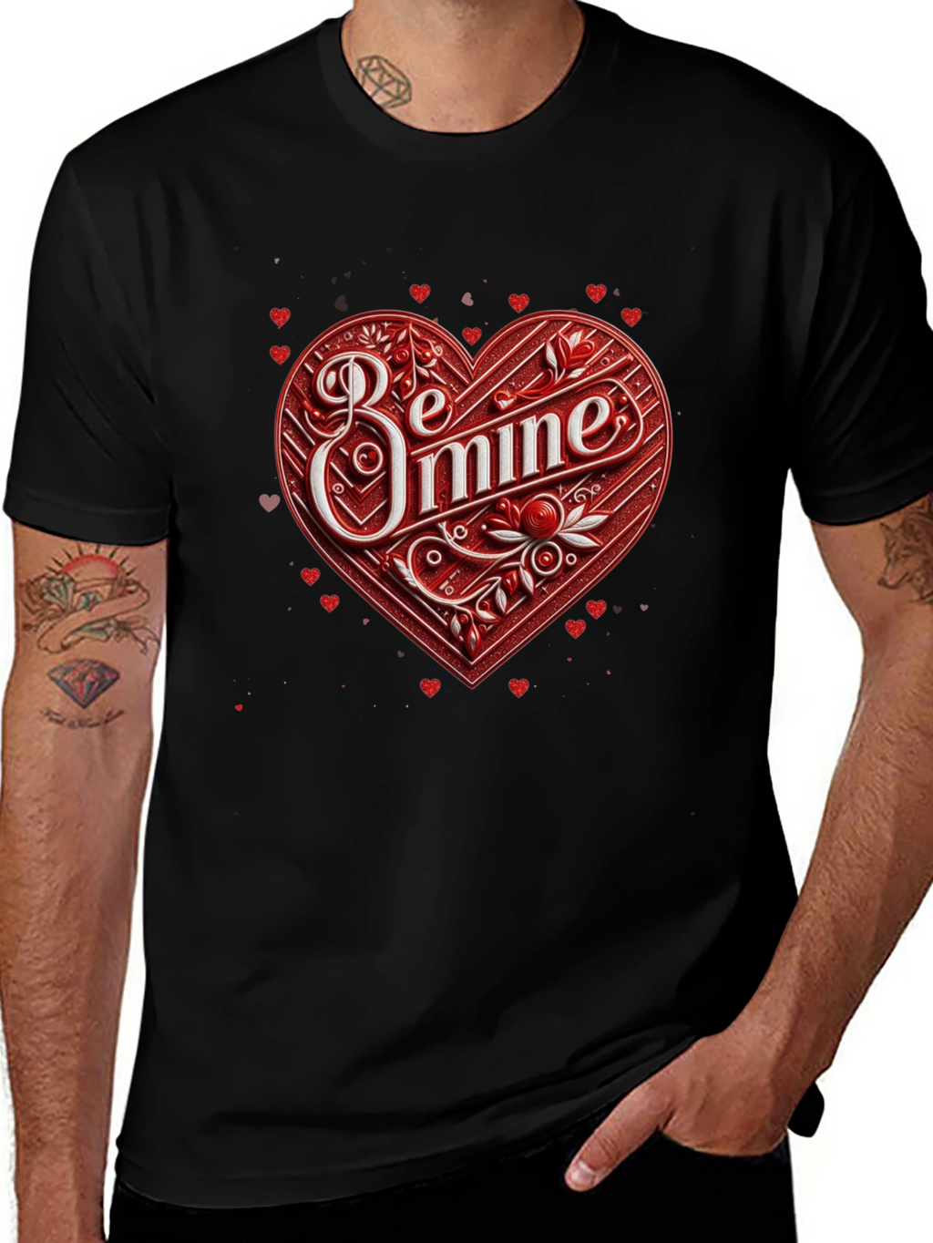 Be Mine Heart Valentines Day Graphic Tee