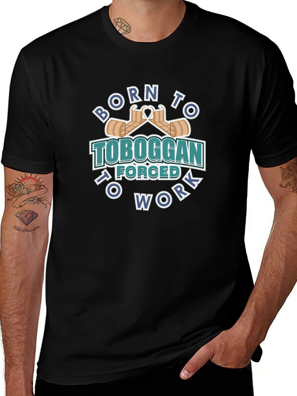 Born to Toboggan Black Graphic Tee