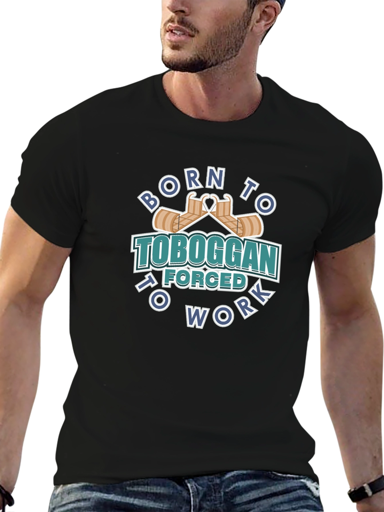 Born to Toboggan Black Graphic Tee
