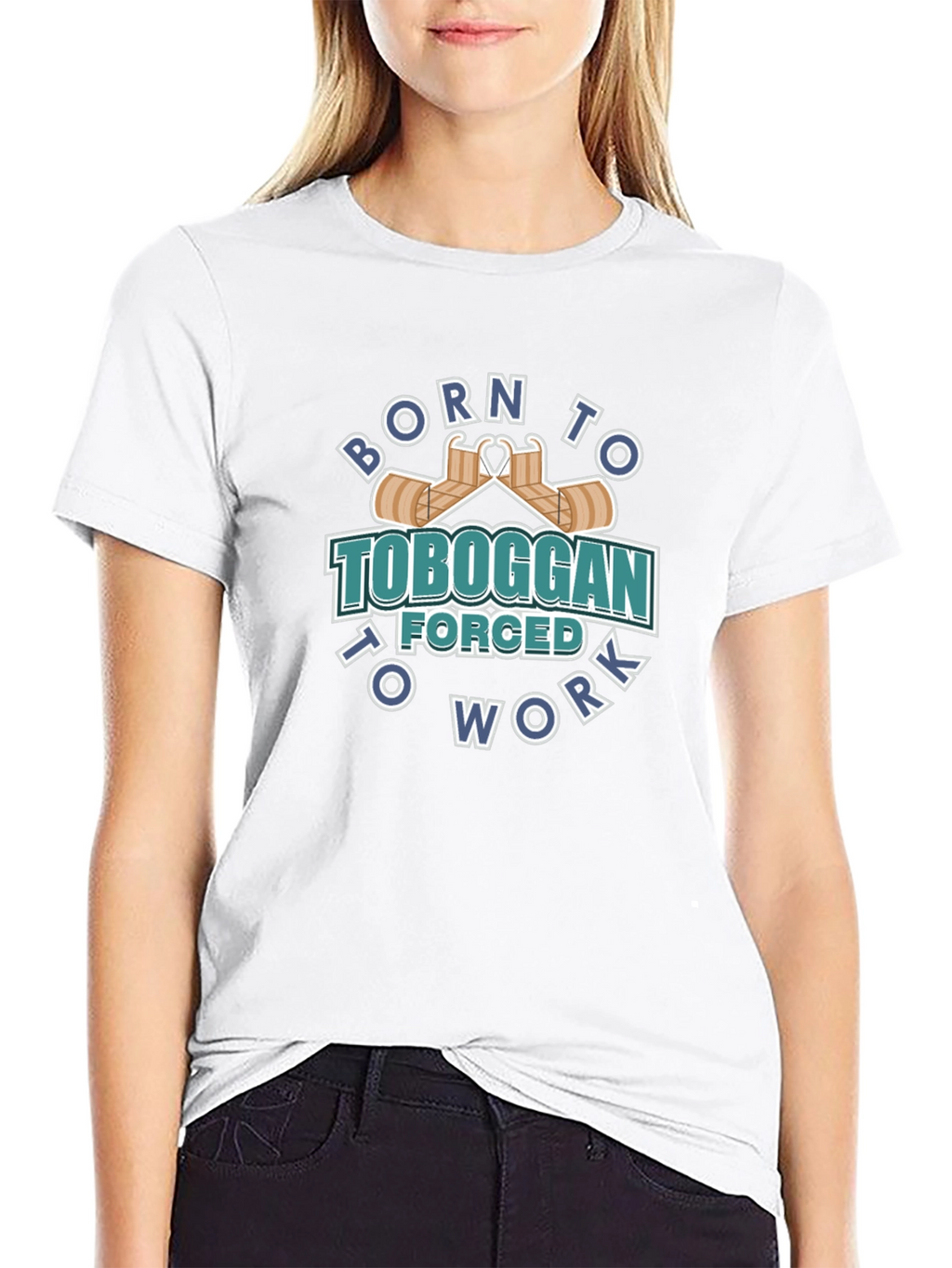 Born to Toboggan Black Graphic Tee