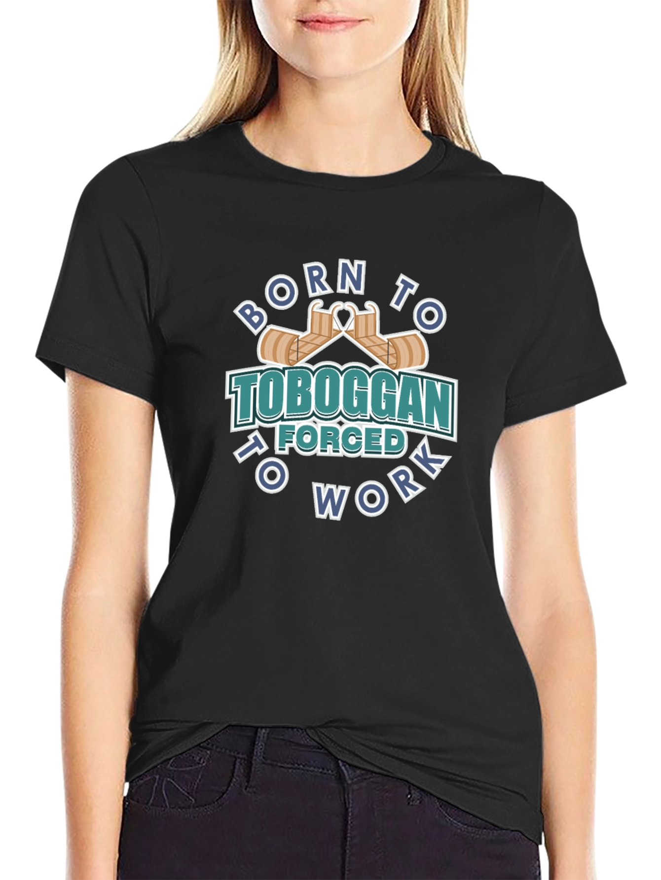 Born to Toboggan Black Graphic Tee