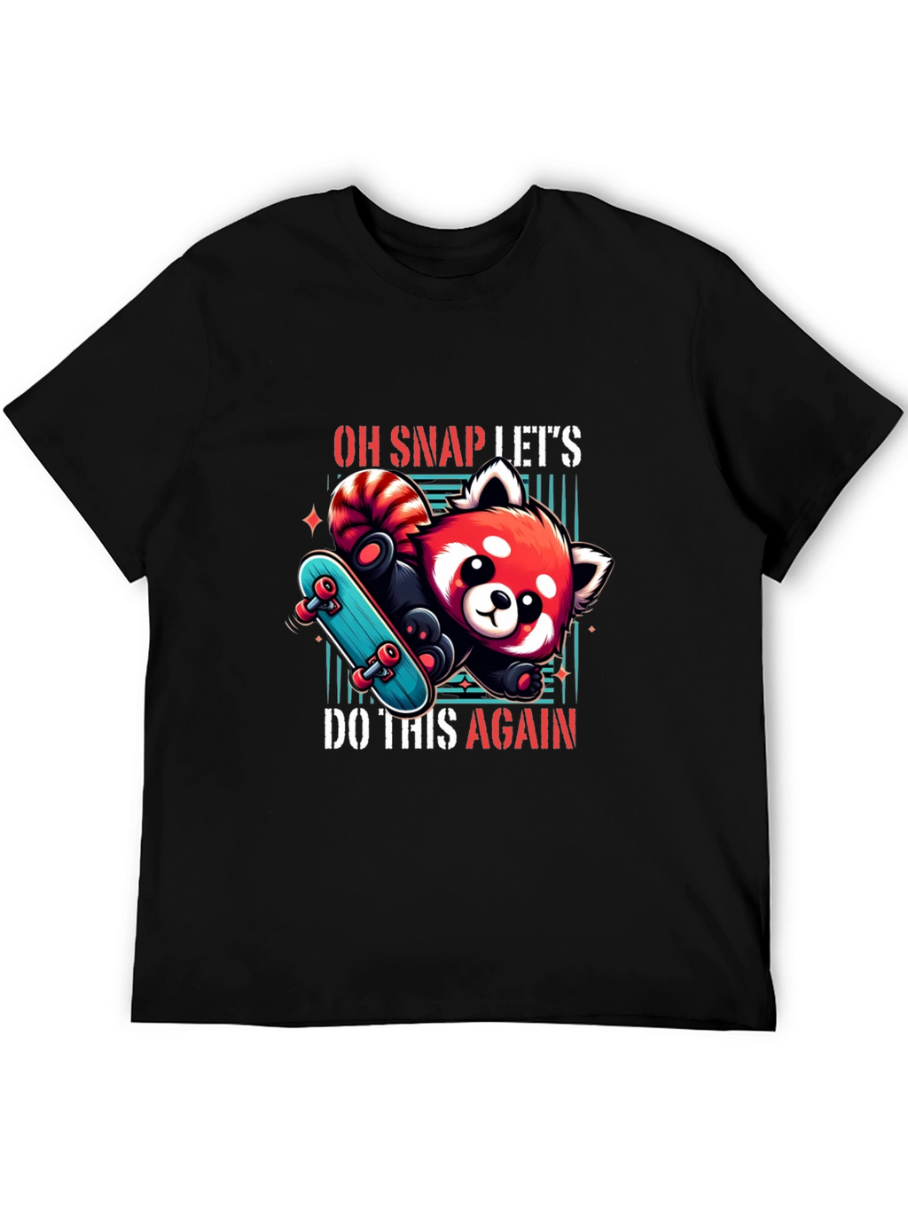 Cool Red Panda Skateboard Graphic Tee