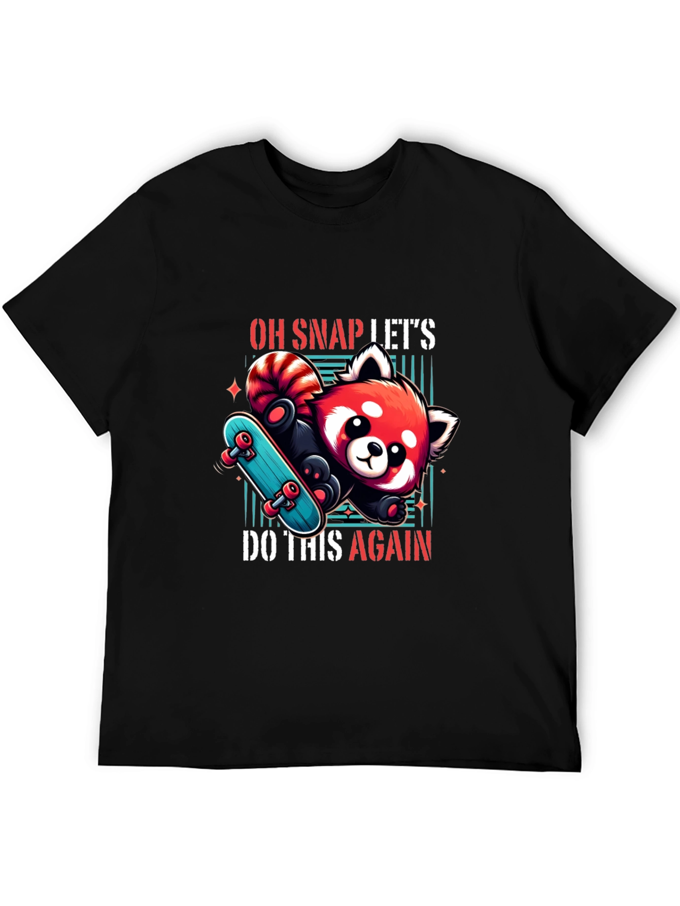Cool Red Panda Skateboard Graphic Tee