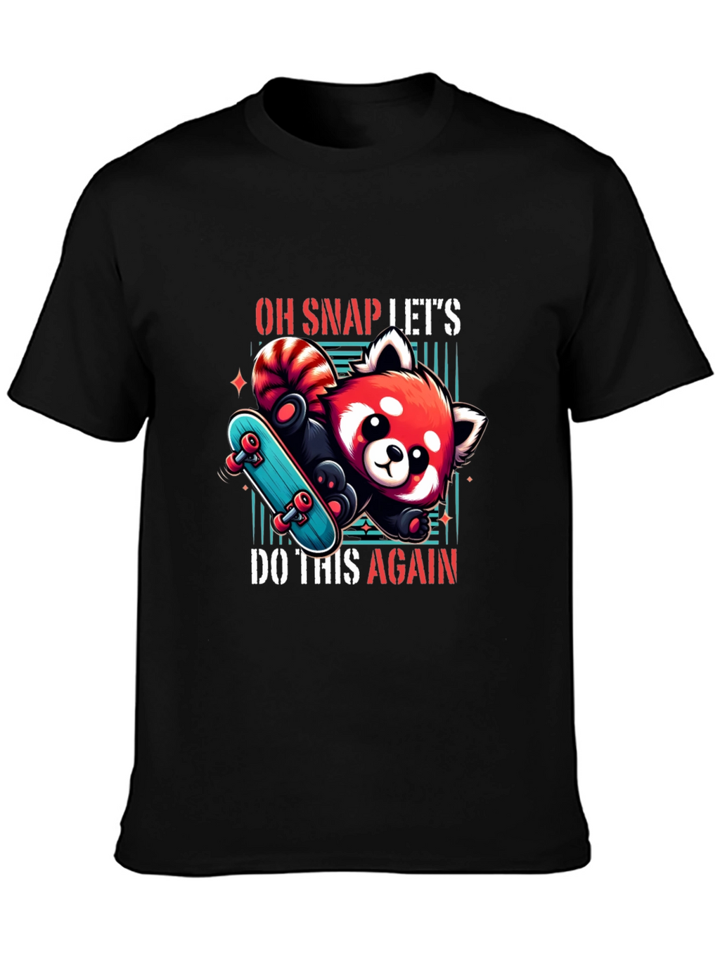 Cool Red Panda Skateboard Graphic Tee