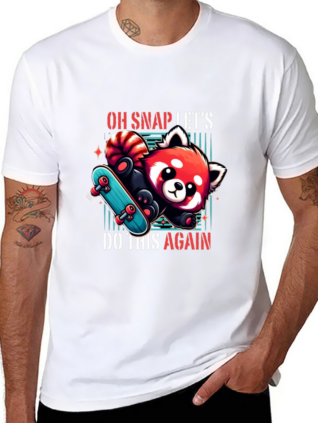 Cool Red Panda Skateboard Graphic Tee