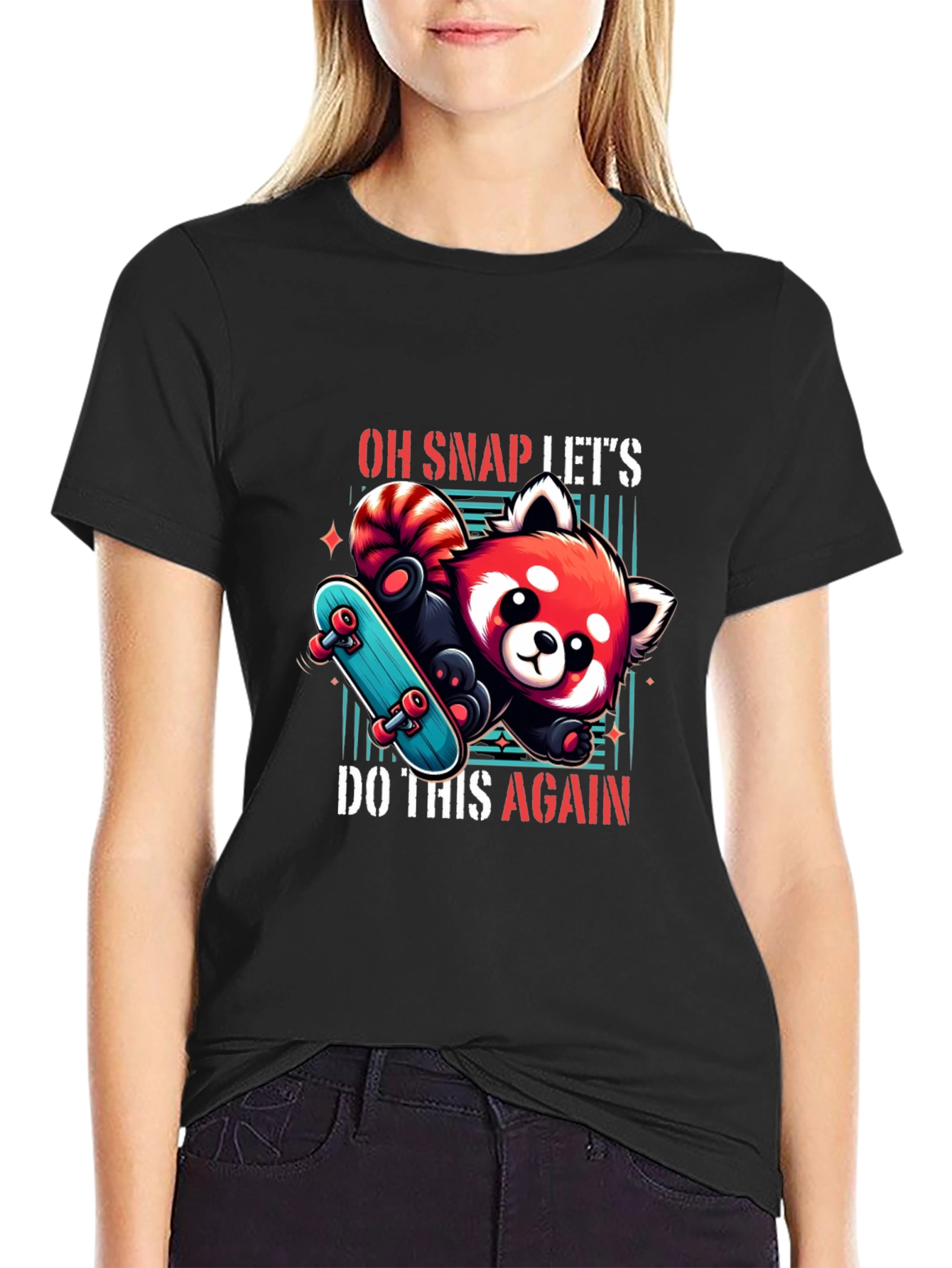 Cool Red Panda Skateboard Graphic Tee