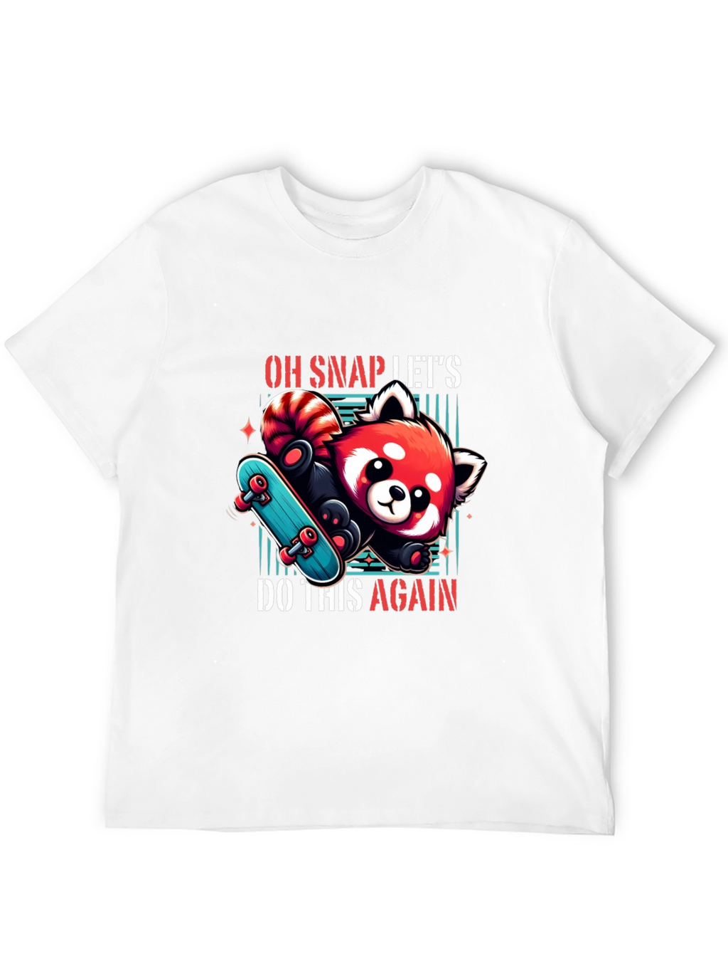 Cool Red Panda Skateboard Graphic Tee