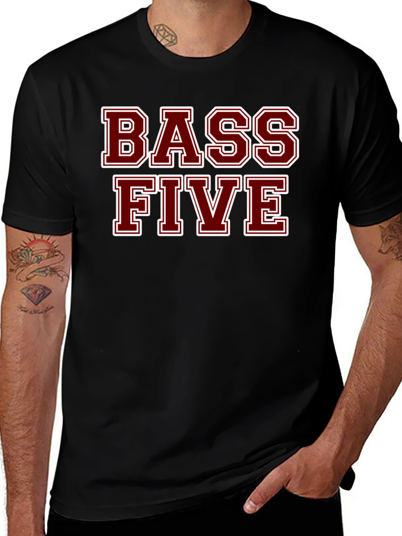 Bass Five Black Cotton T-Shirt