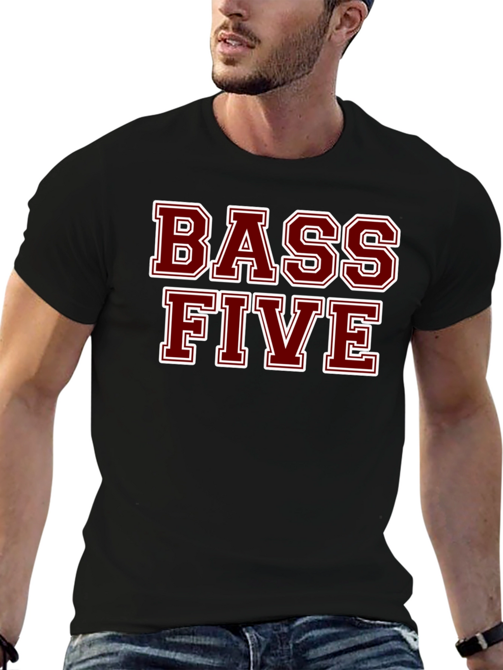 Bass Five Black Cotton T-Shirt