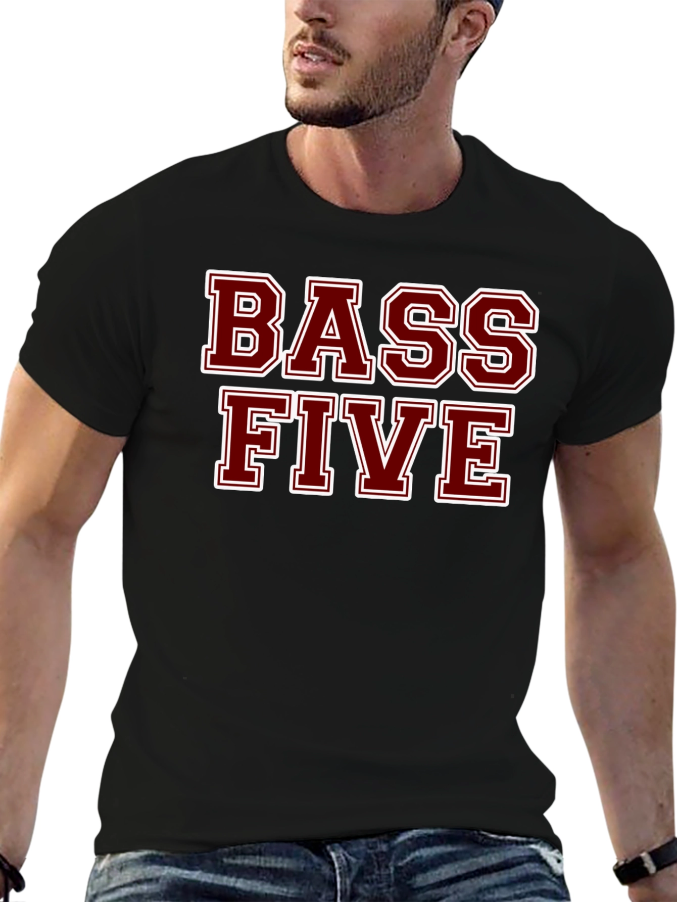 Bass Five Black Cotton T-Shirt
