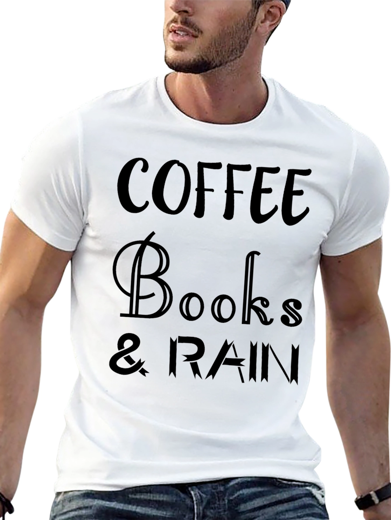 Coffee Books & Rain Black Graphic Tee