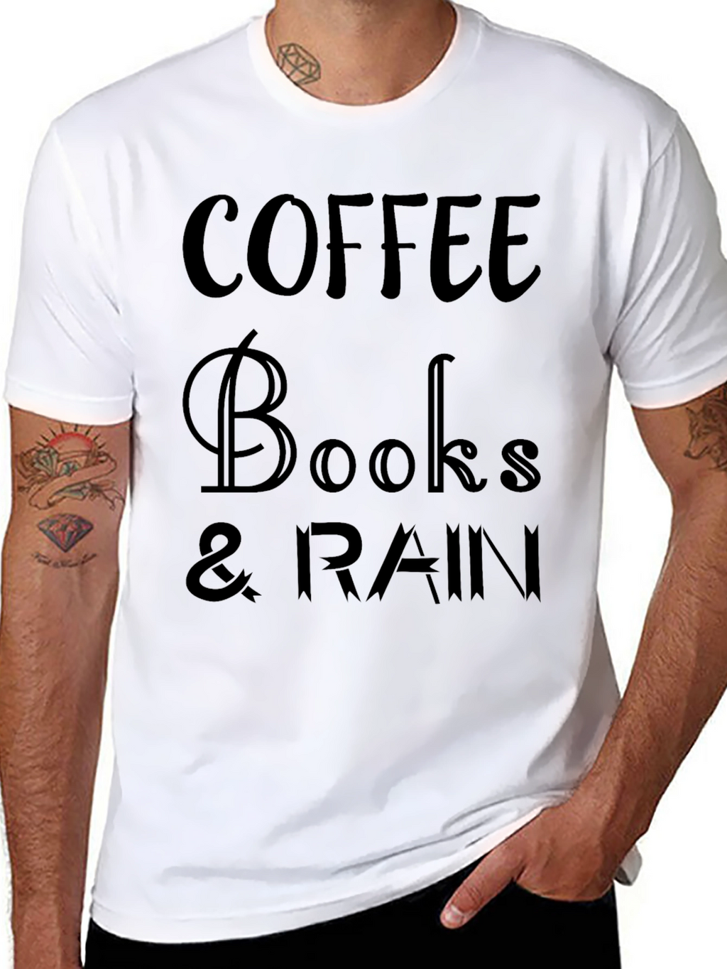 Coffee Books & Rain Black Graphic Tee