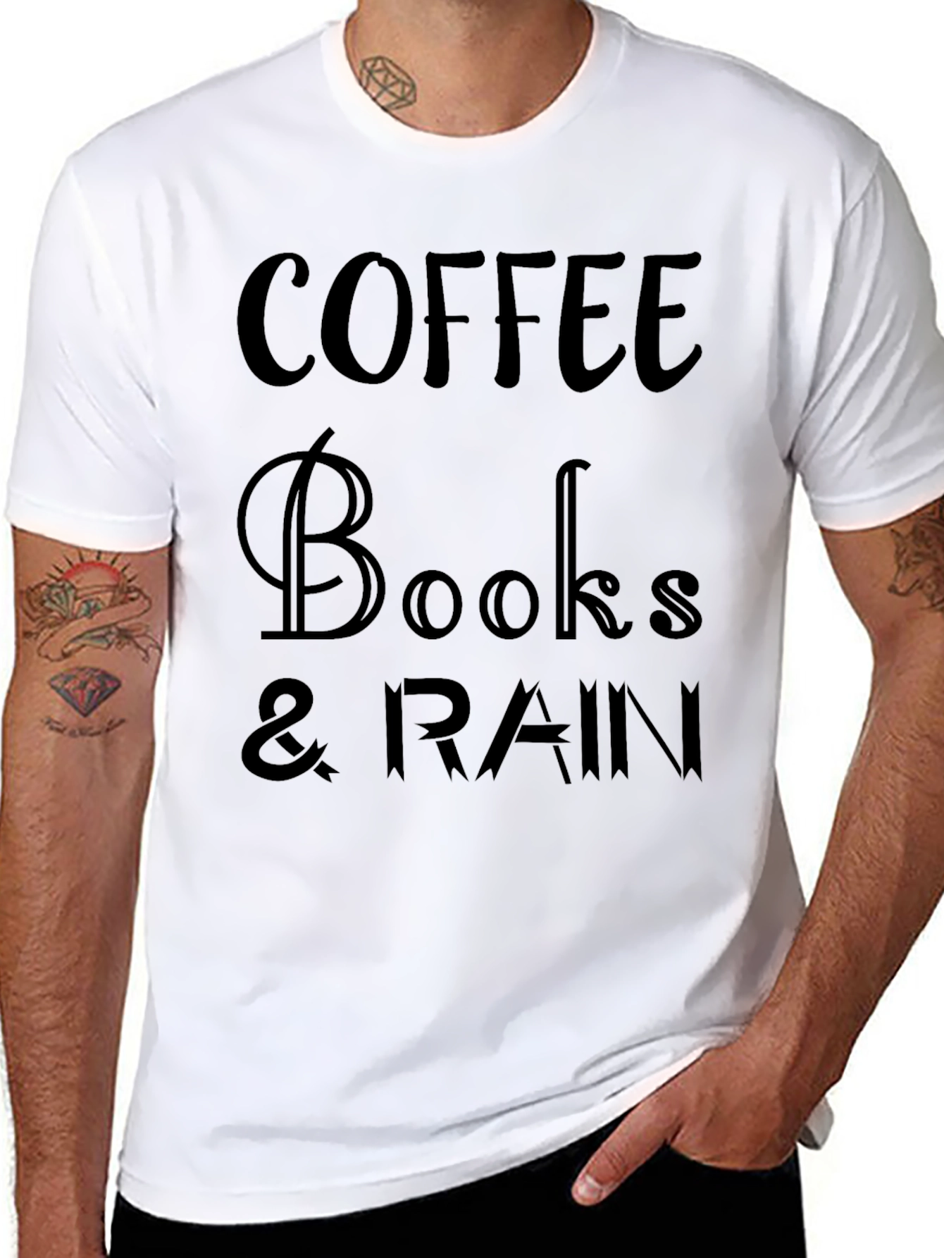 Coffee Books & Rain Black Graphic Tee