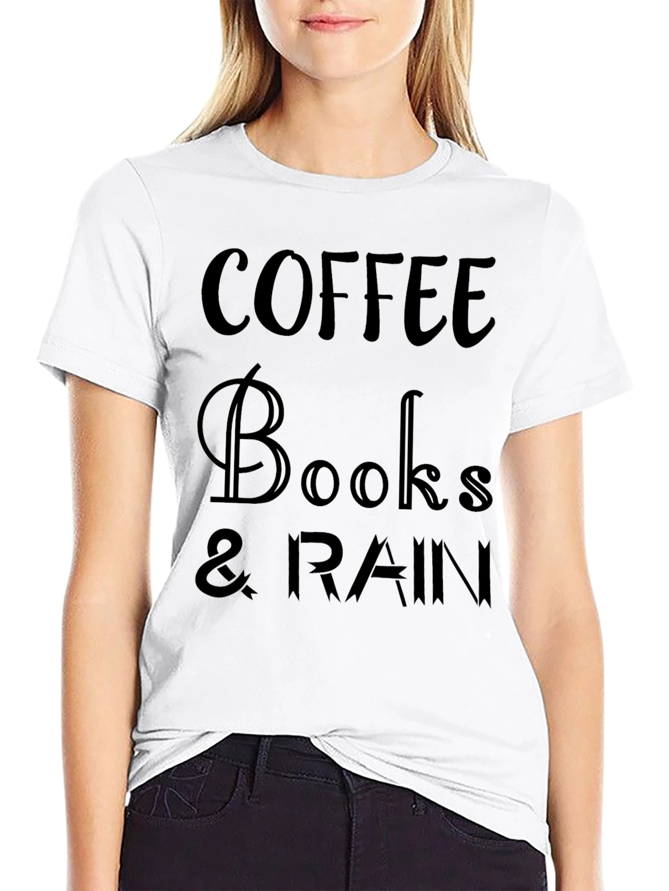 Coffee Books & Rain Black Graphic Tee