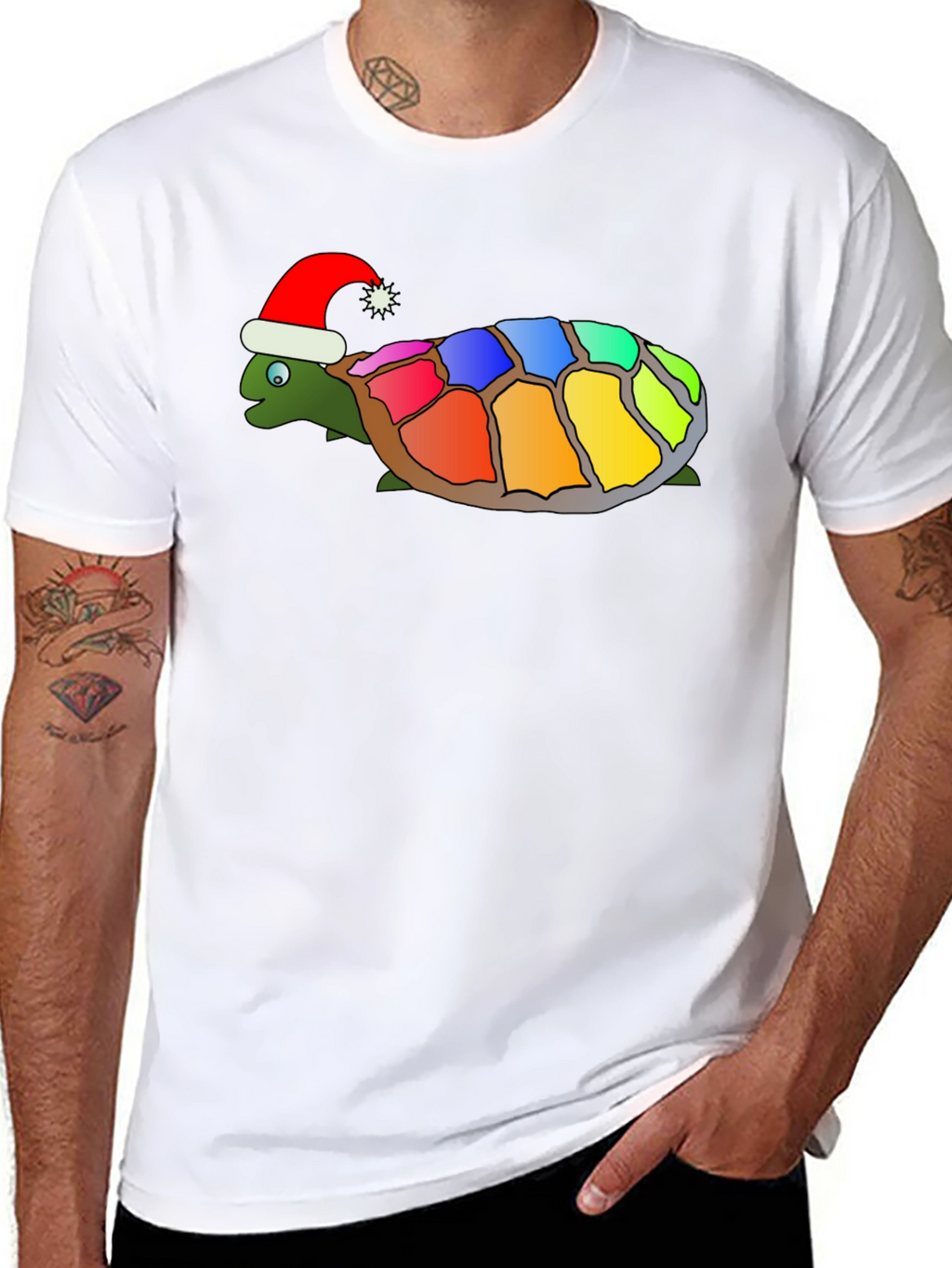 Festive Rainbow Turtle Graphic Tee